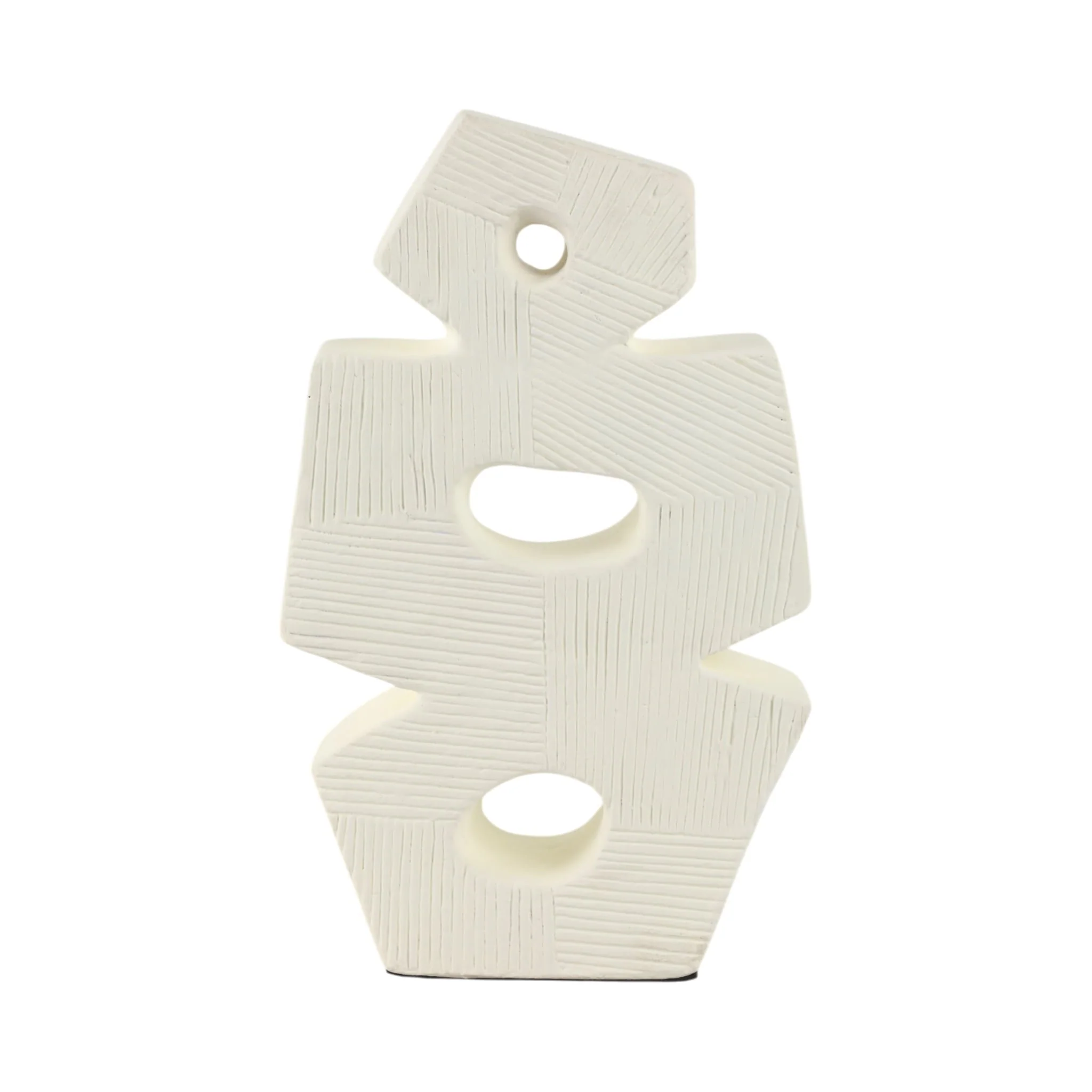 15" Terracotta Abstract Sculpture, Ivory - Image 4