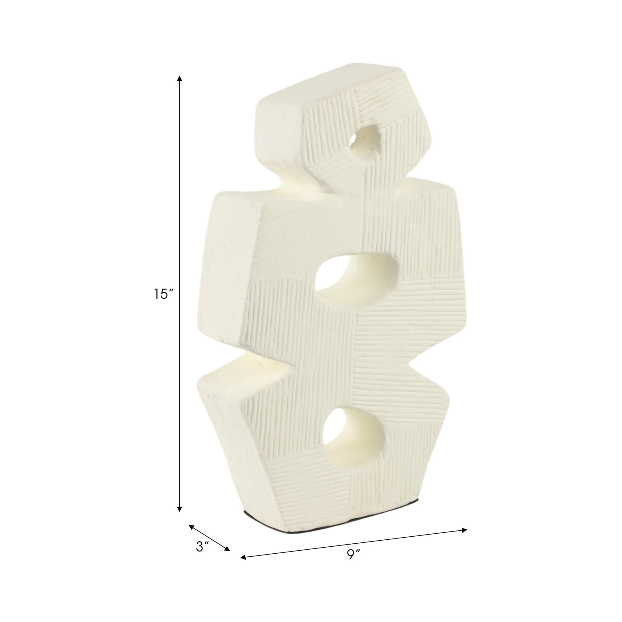 15" Terracotta Abstract Sculpture, Ivory - Image 8