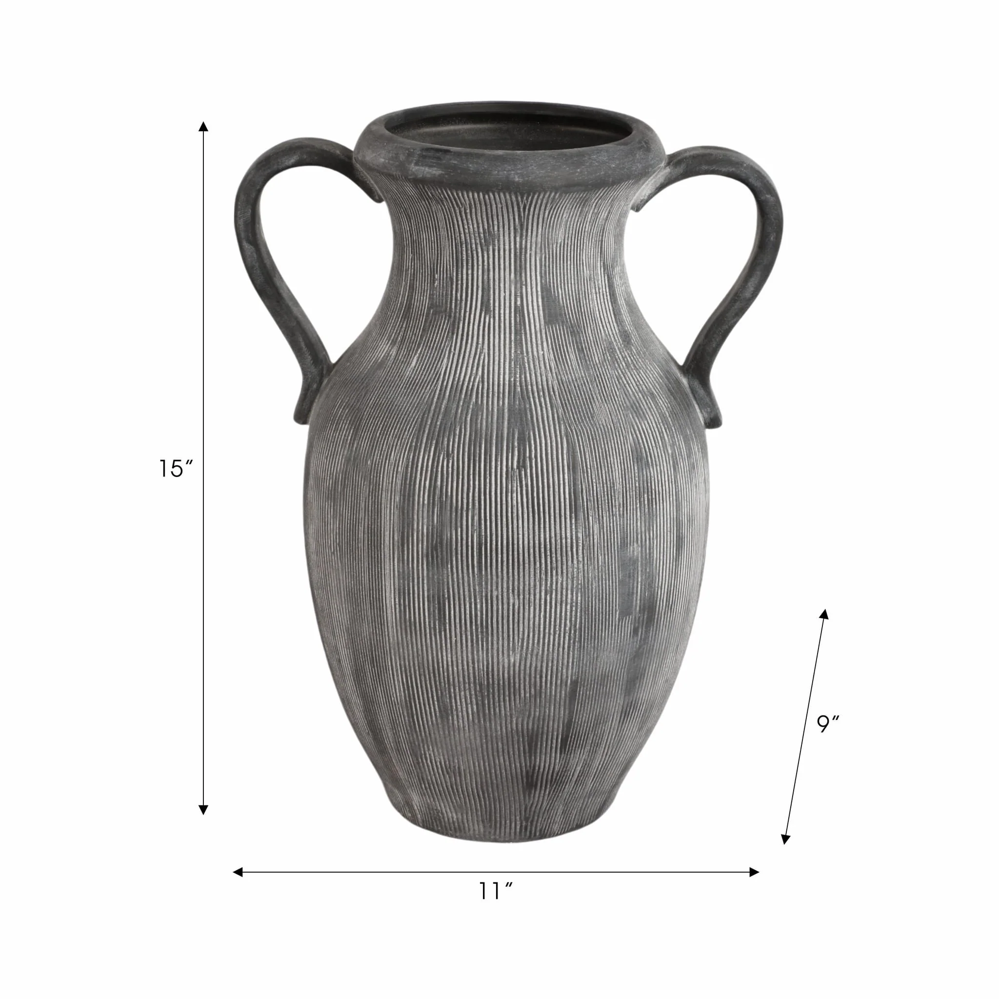 15" Weathered Jug With Handles, Black - Image 9