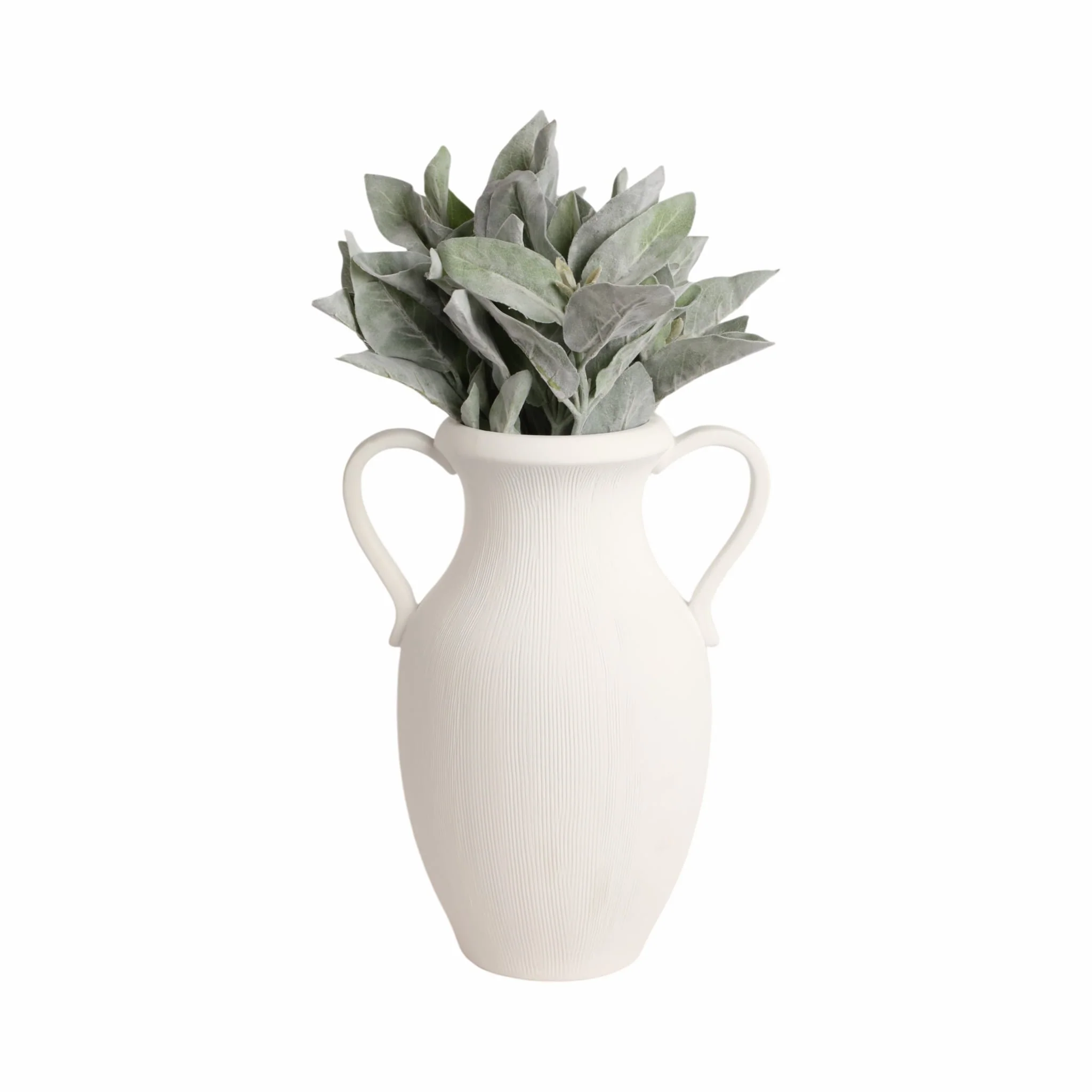 15" Weathered Jug With Handles, White - Image 2