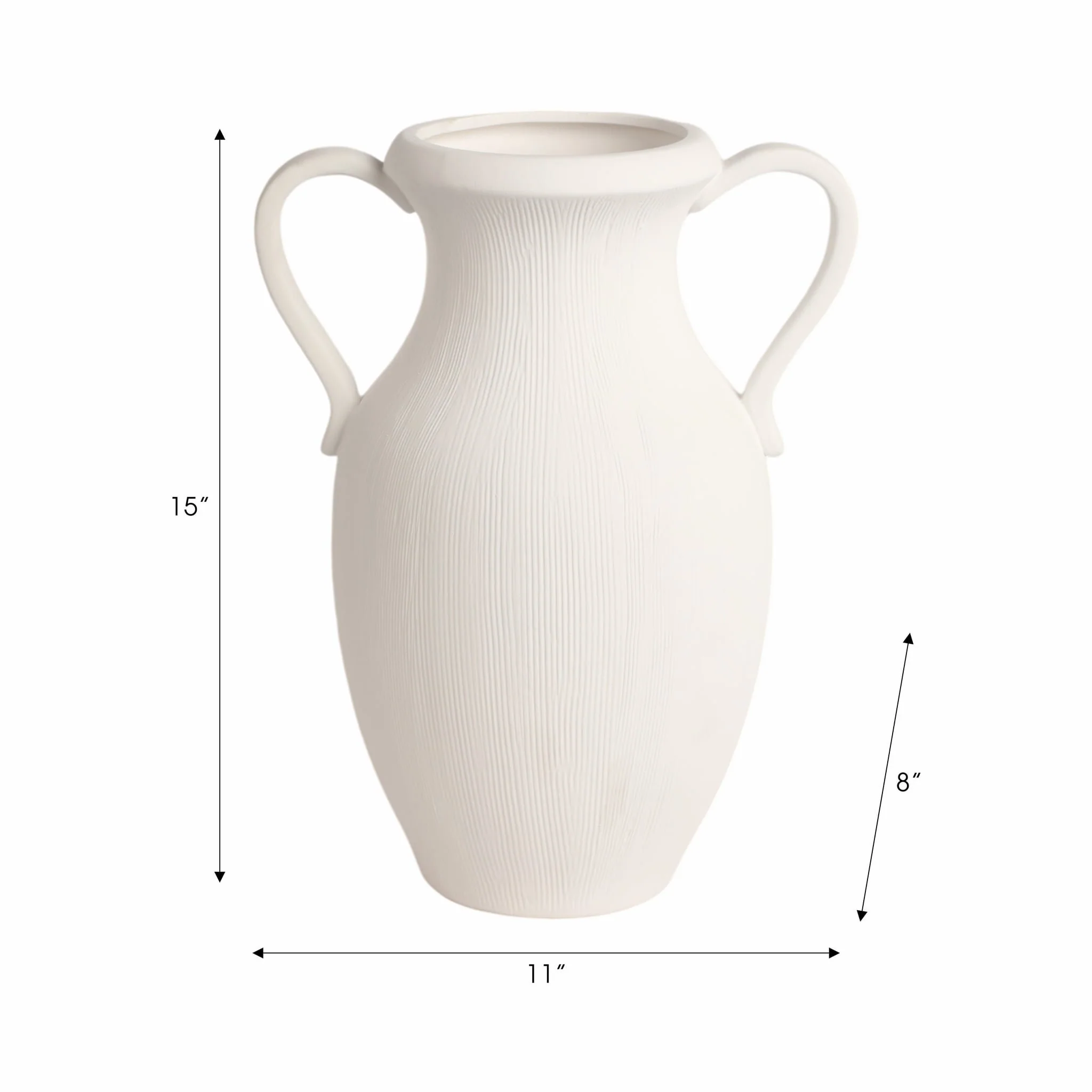 15" Weathered Jug With Handles, White - Image 9