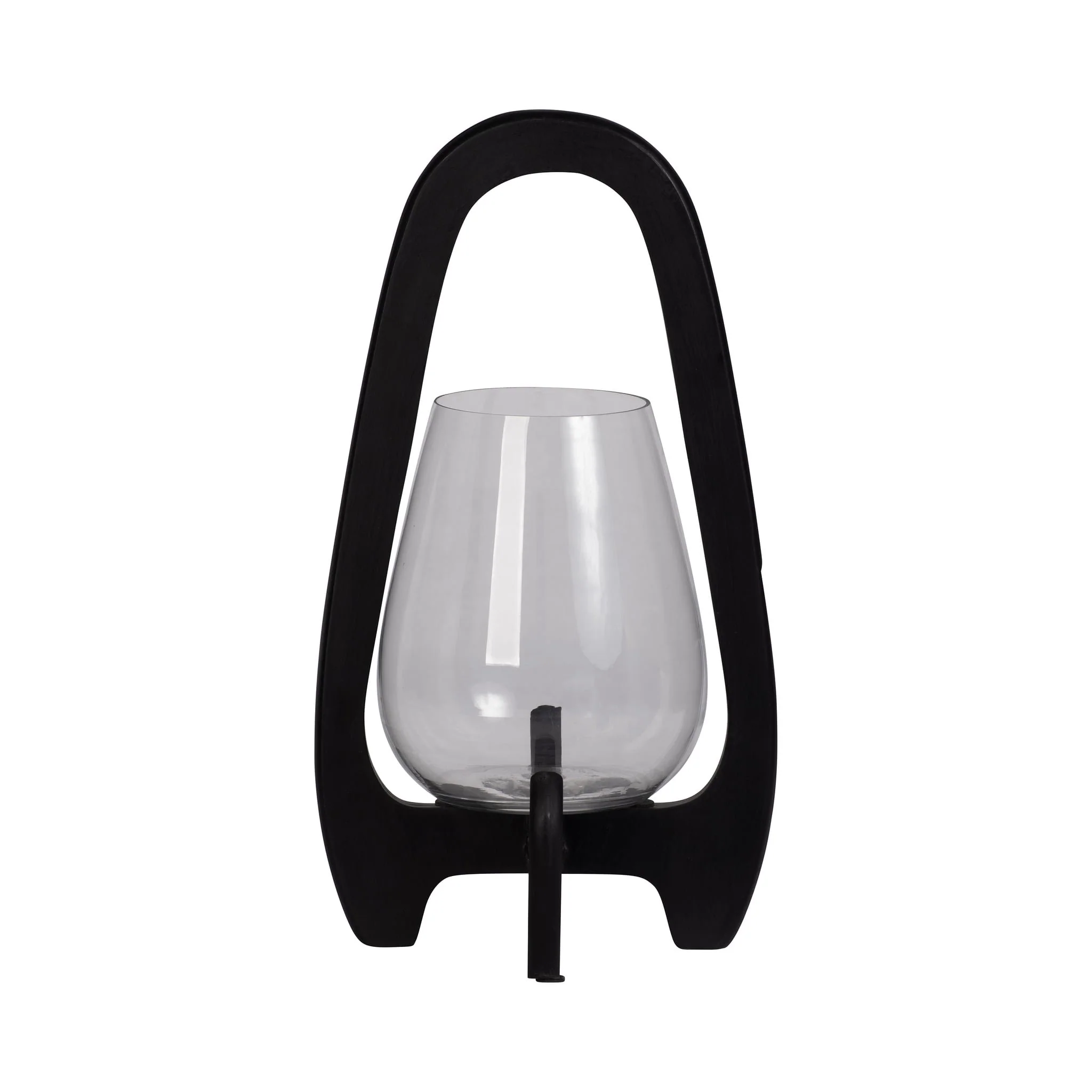 15"h Glass Lantern W/ Wood Handle, Black - Image 3