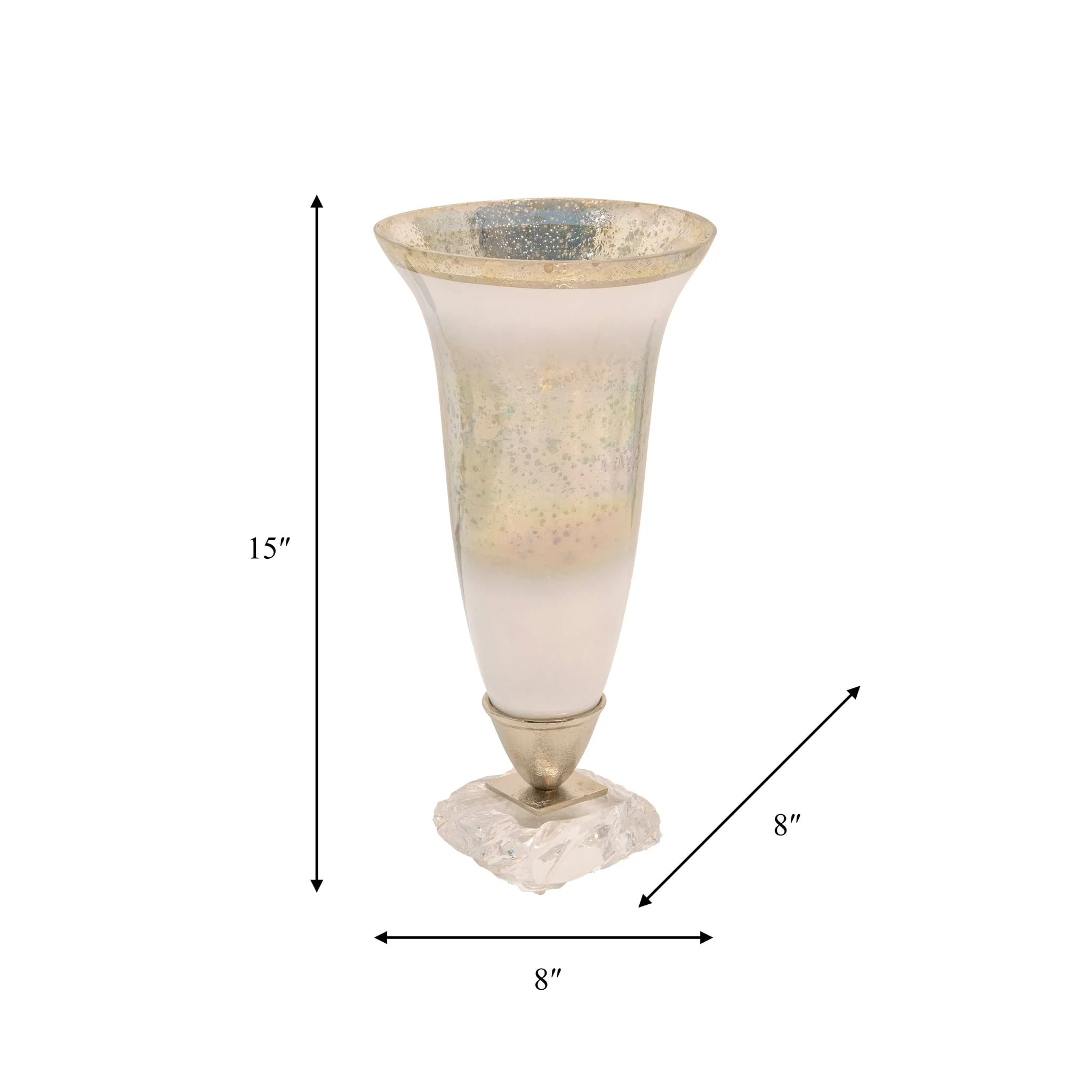 15"h Glass Vase W/ Acrylic Base, Silver - Image 4