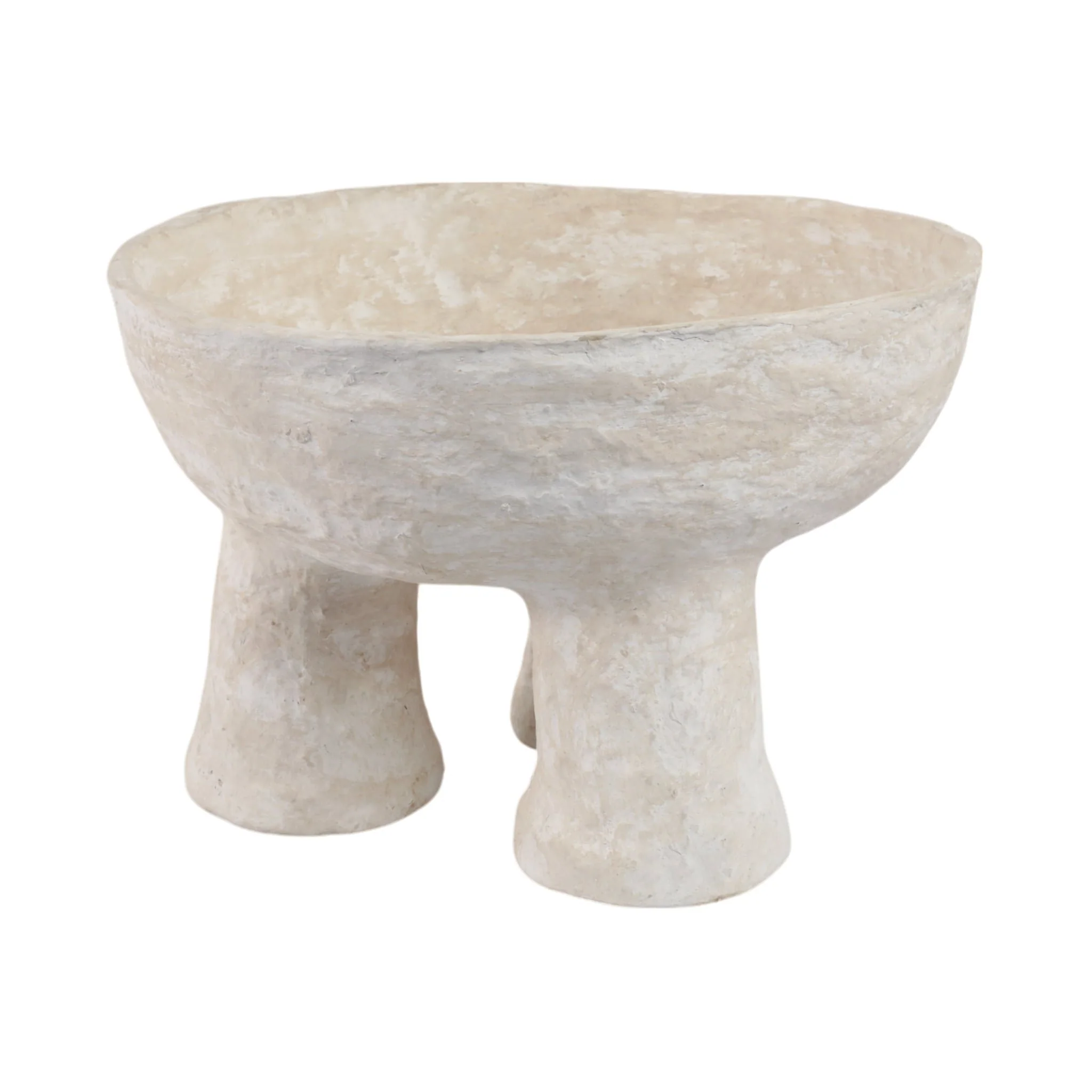 15x10" 3-footed Paper Mache Bowl, White - Image 2