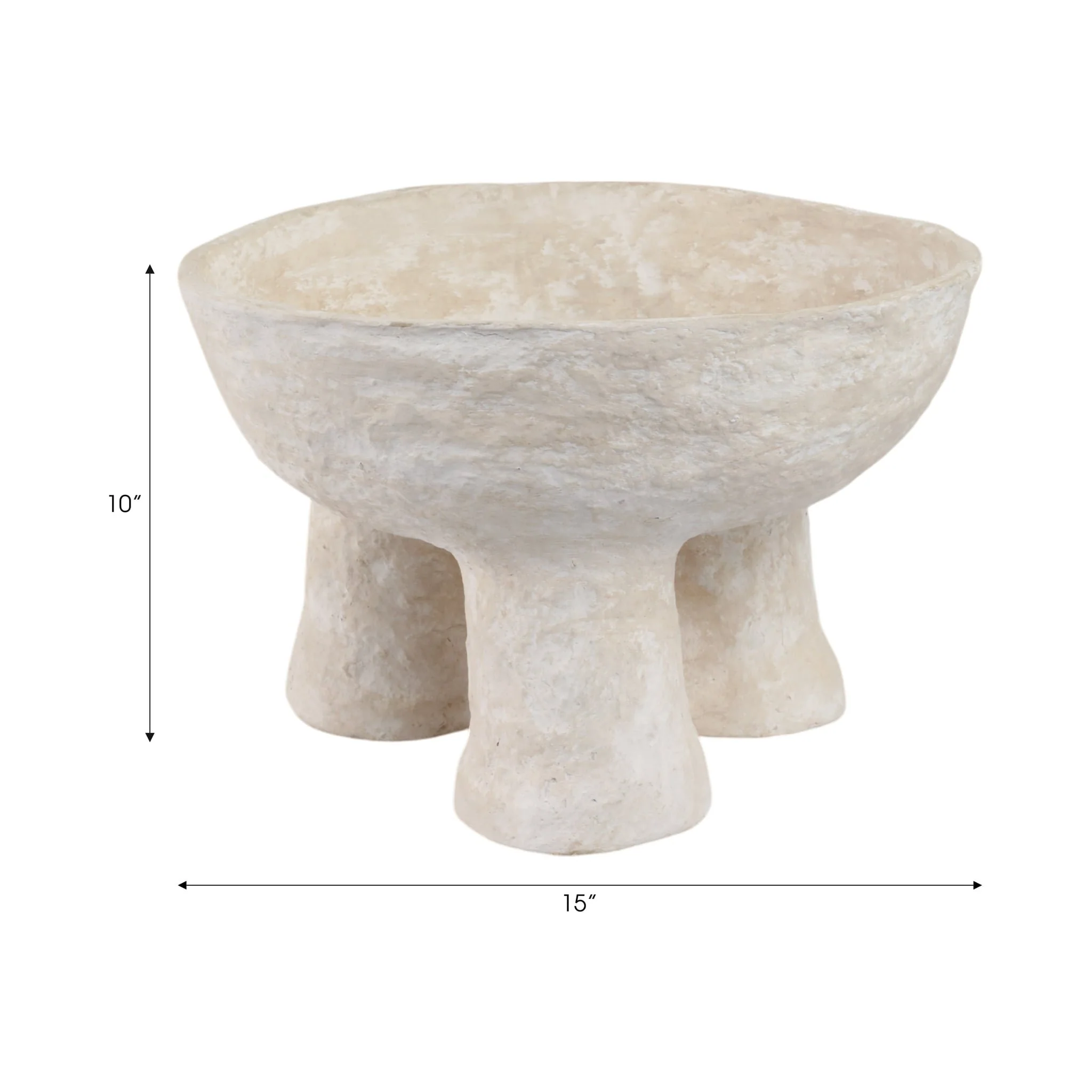 15x10" 3-footed Paper Mache Bowl, White - Image 8