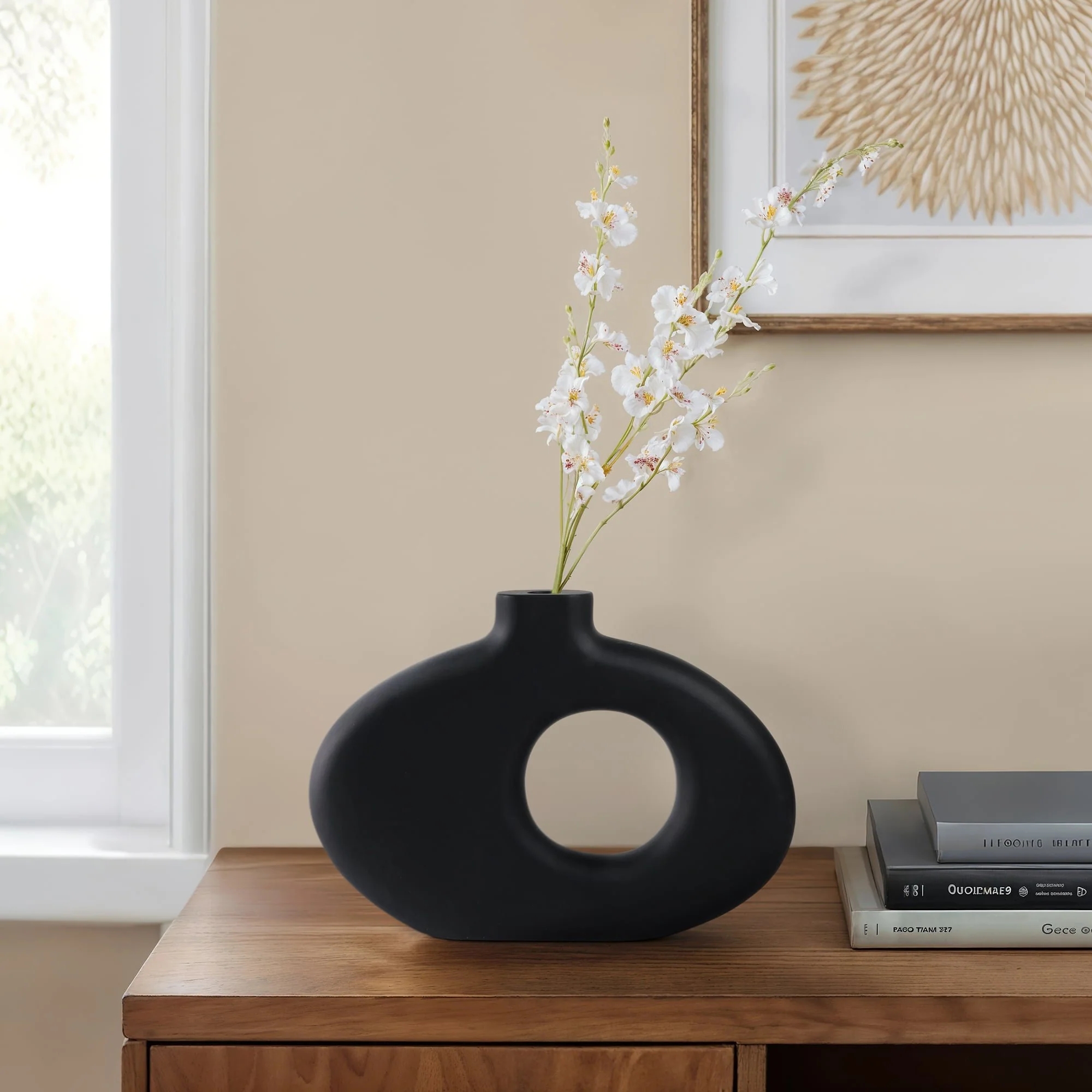 15x10" Cut-out Wood Vase, Black - Image 11