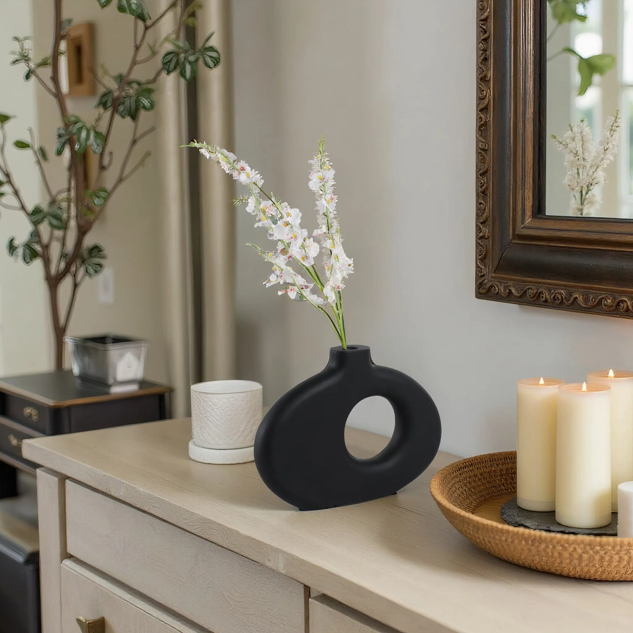 15x10" Cut-out Wood Vase, Black - Image 12