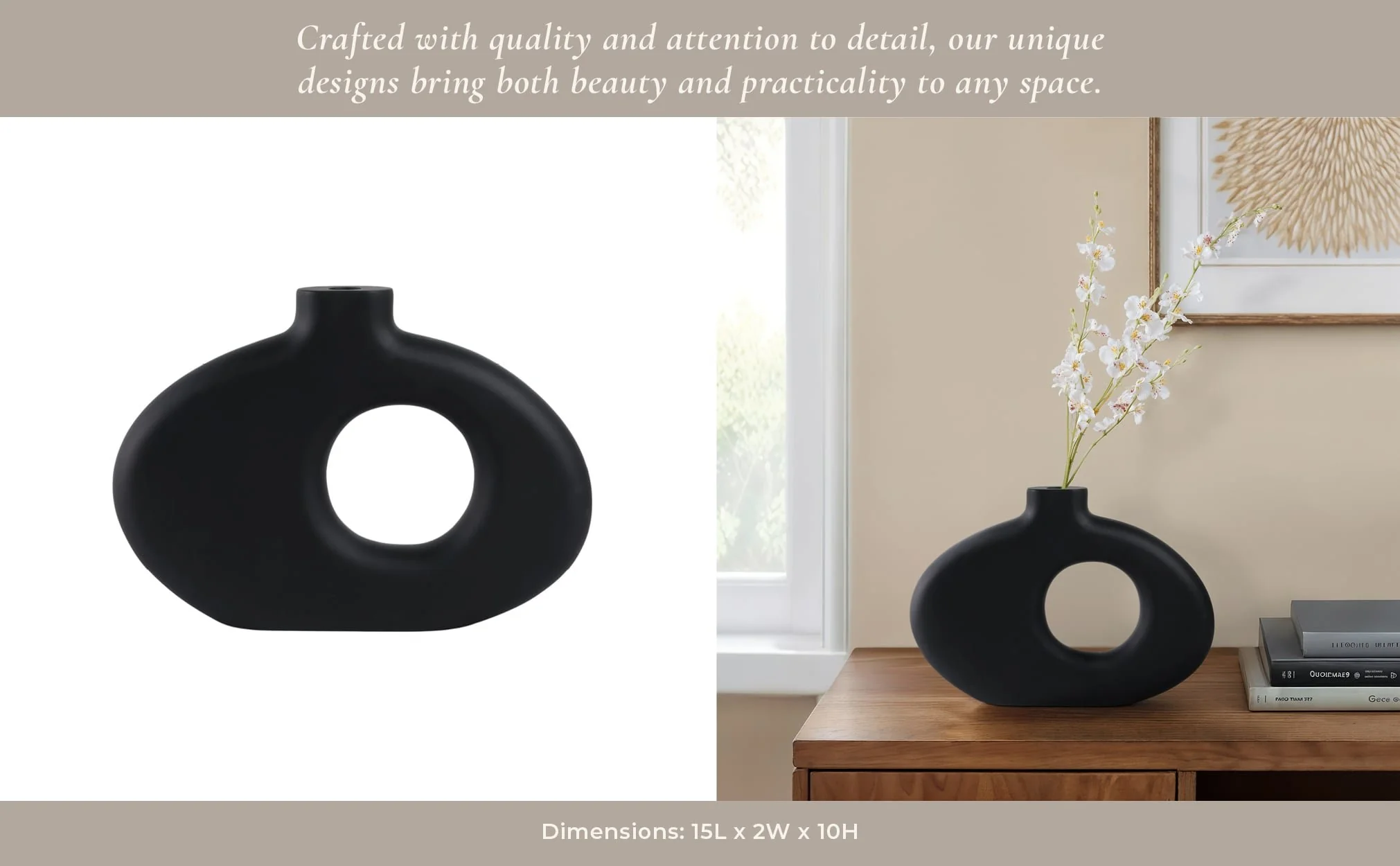15x10" Cut-out Wood Vase, Black - Image 14