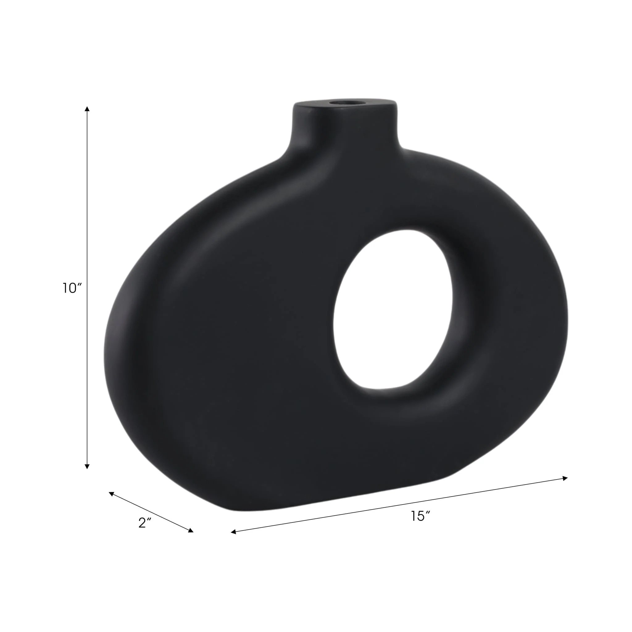 15x10" Cut-out Wood Vase, Black - Image 9