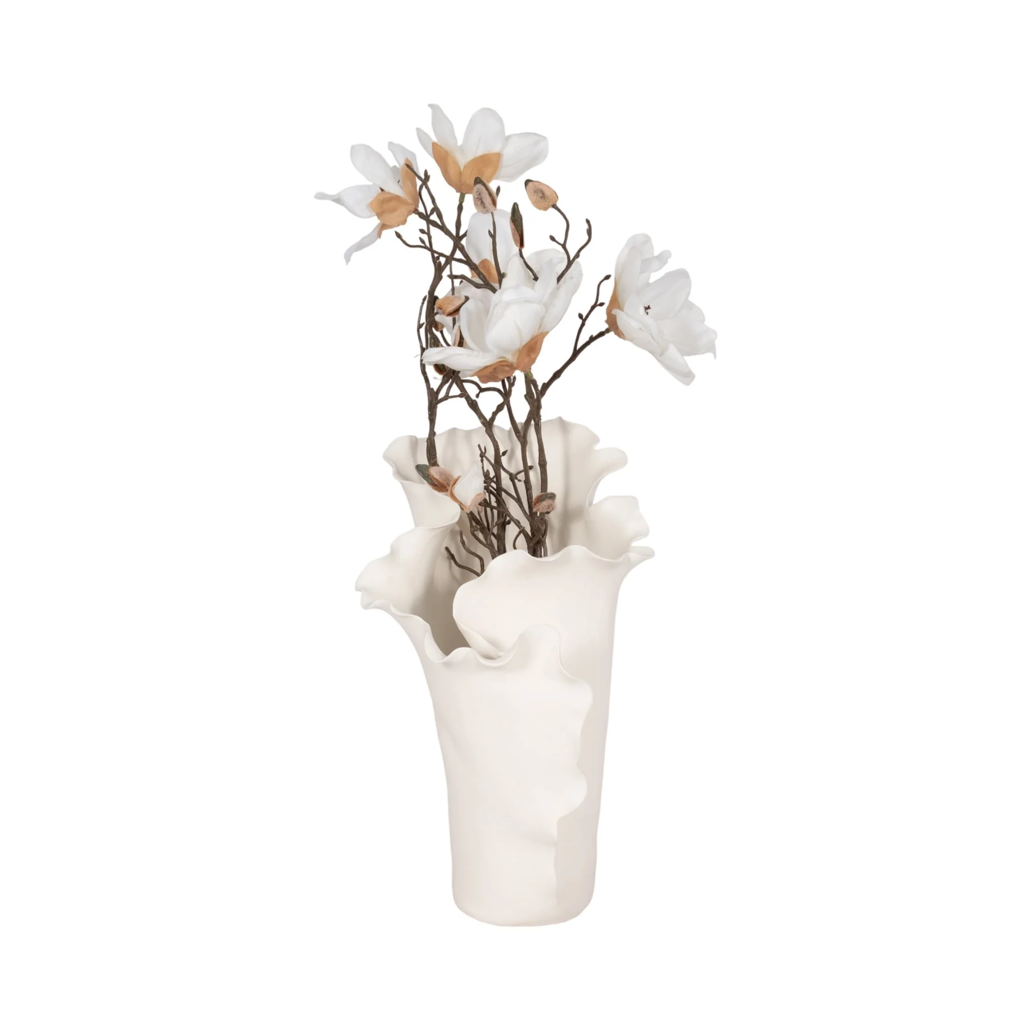 15x11" Handmade Flutter Vase, White - Image 2