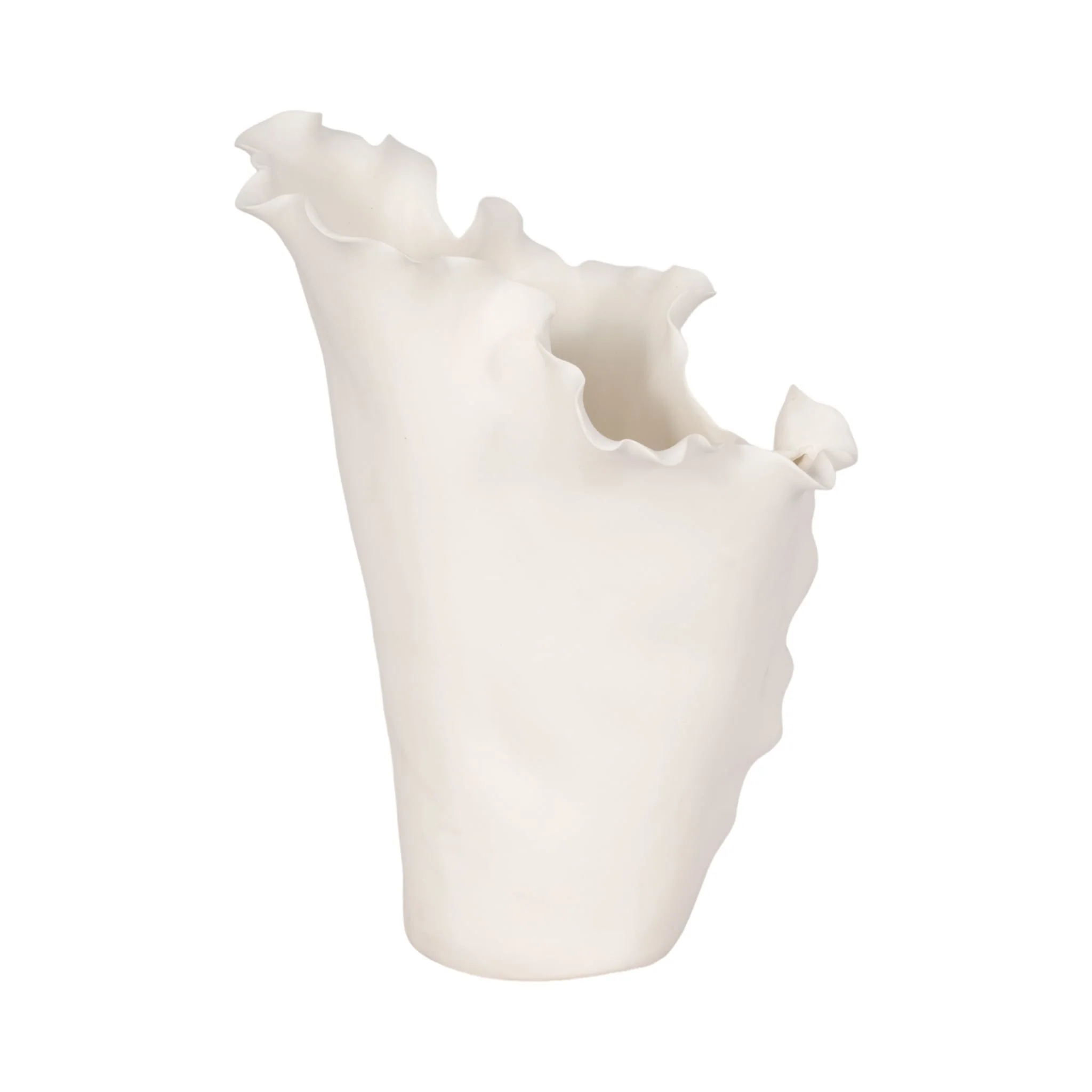 15x11" Handmade Flutter Vase, White - Image 4