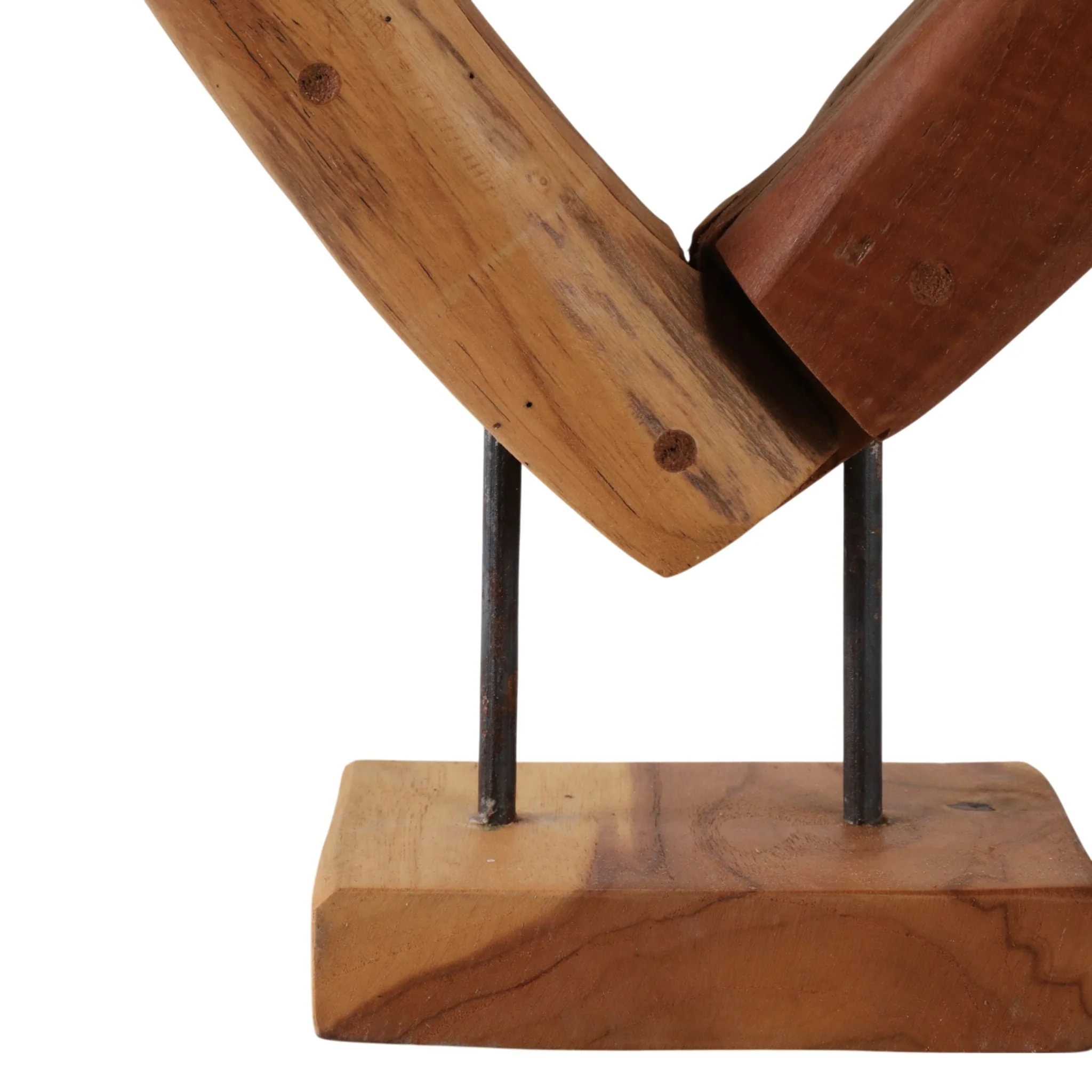 15x12" Teak Wood Open Heart Sculpture, Brown - Image 5