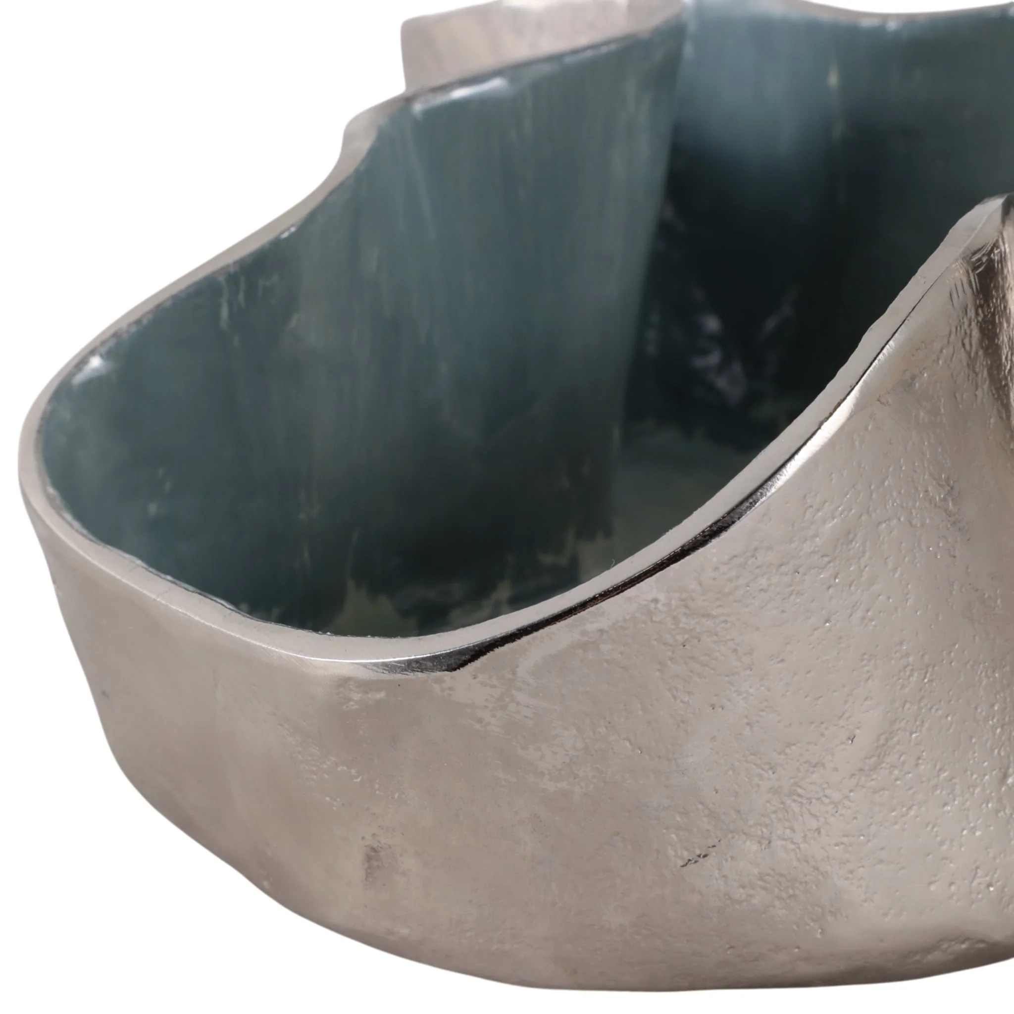 15x12" Wavy Abstract Gold Metal Bowl, Blue Multi - Image 5