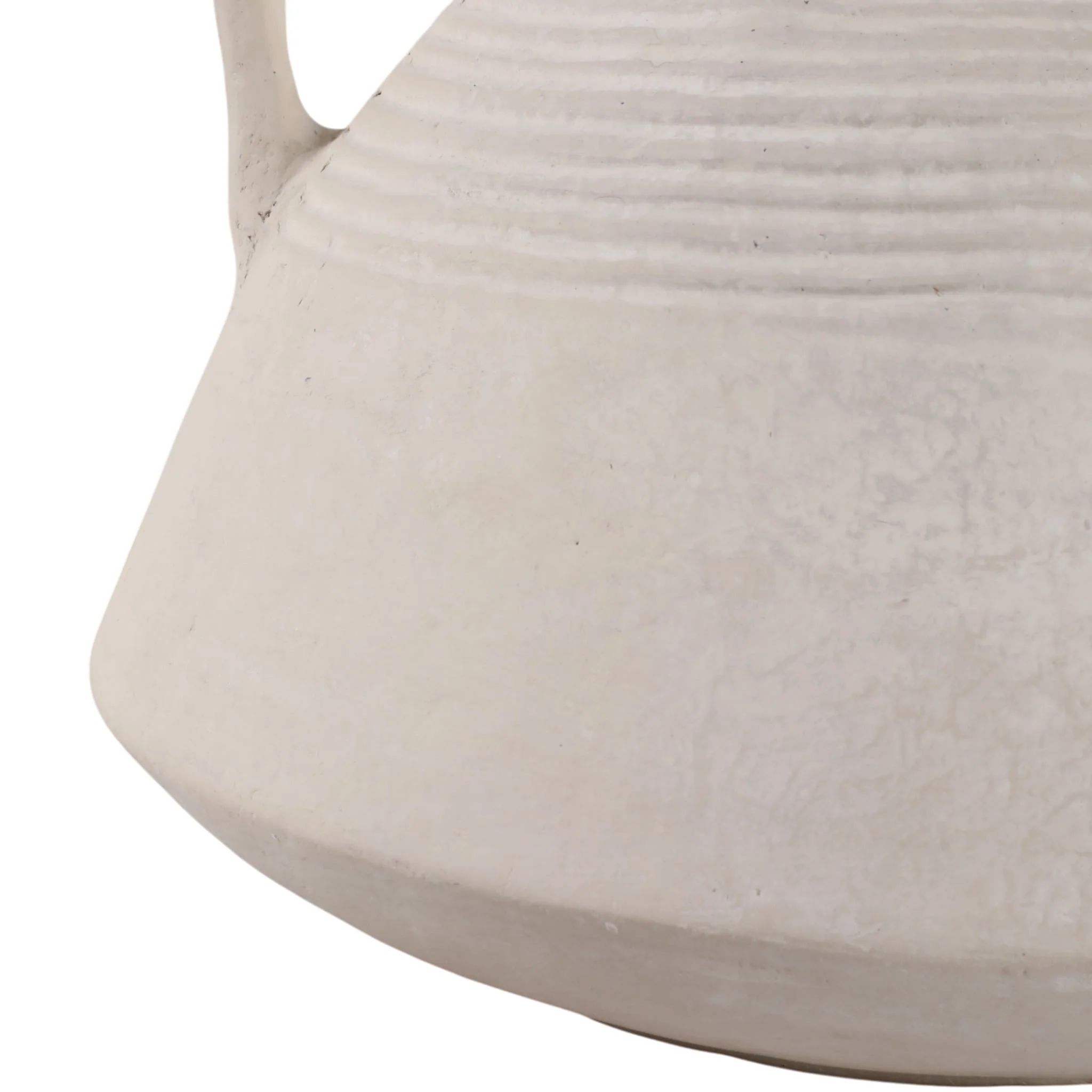15x15" Wide Paper Mache Vase With Handles, White - Image 5