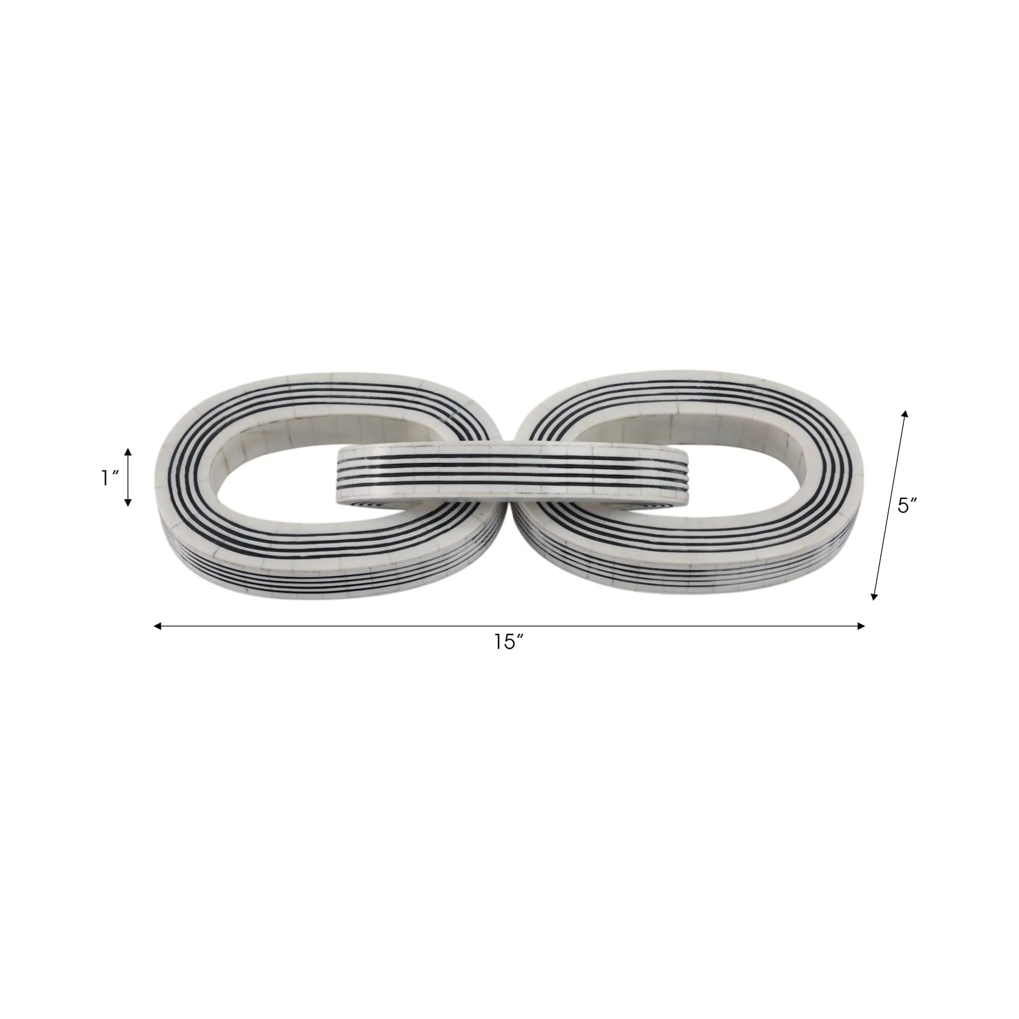 15x5" 3-link Resin Chain With Lines, White/black - Image 6