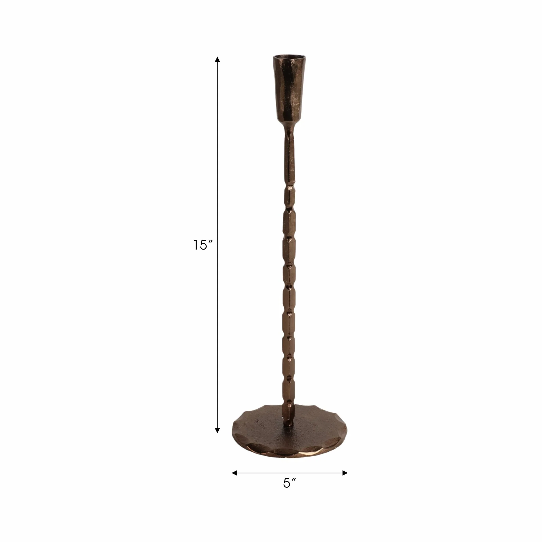 15x5" Forged Cast Iron Taper Holder, Matte Bronze - Image 8