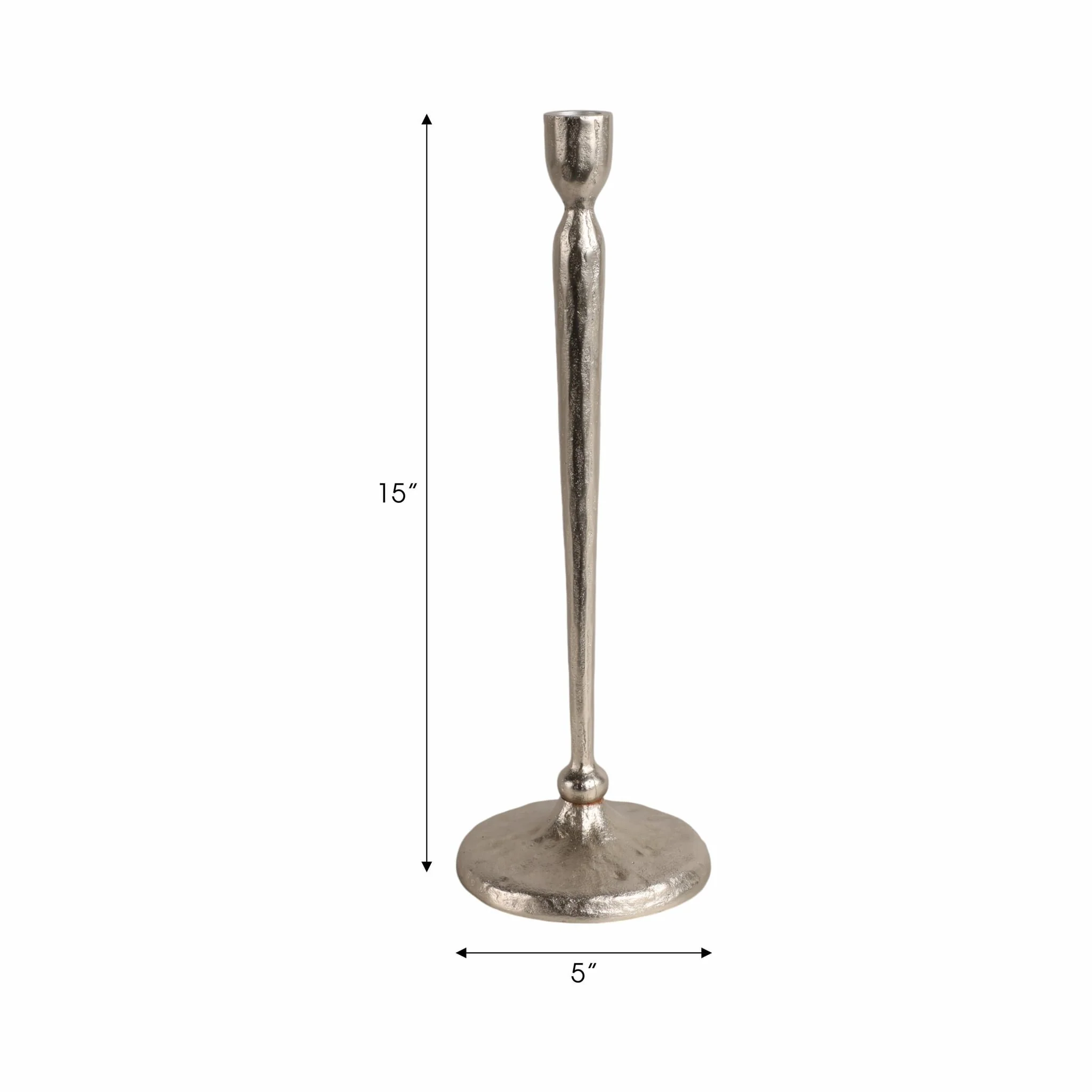 15x5" Traditional Cast Iron Taper Holder, Silver - Image 8