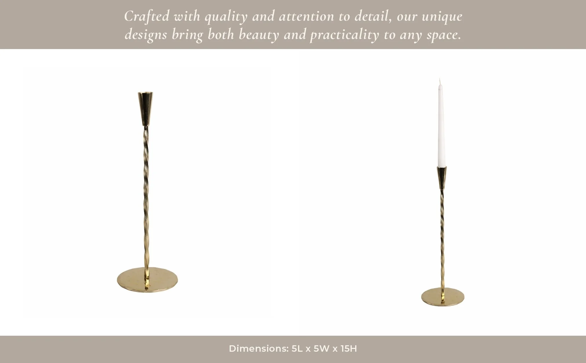 15x5" Twisted Taper Holder, Gold - Image 12