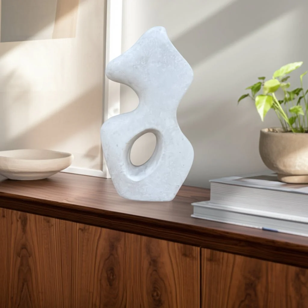15x8" Paper Mache Squiggle Sculpture, White - Image 12