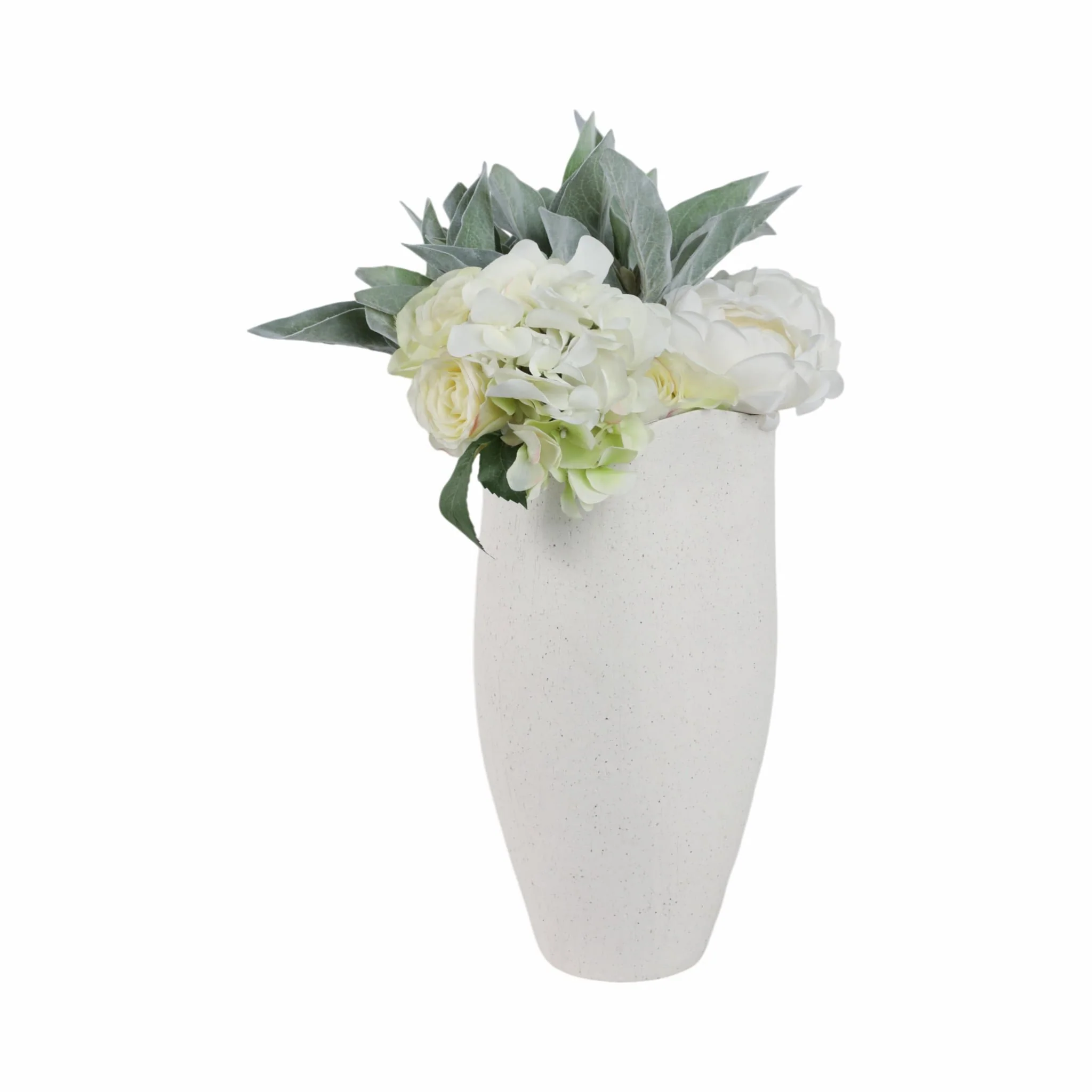 15x8" Textured Organic Vase Reactive Inside, White - Image 2