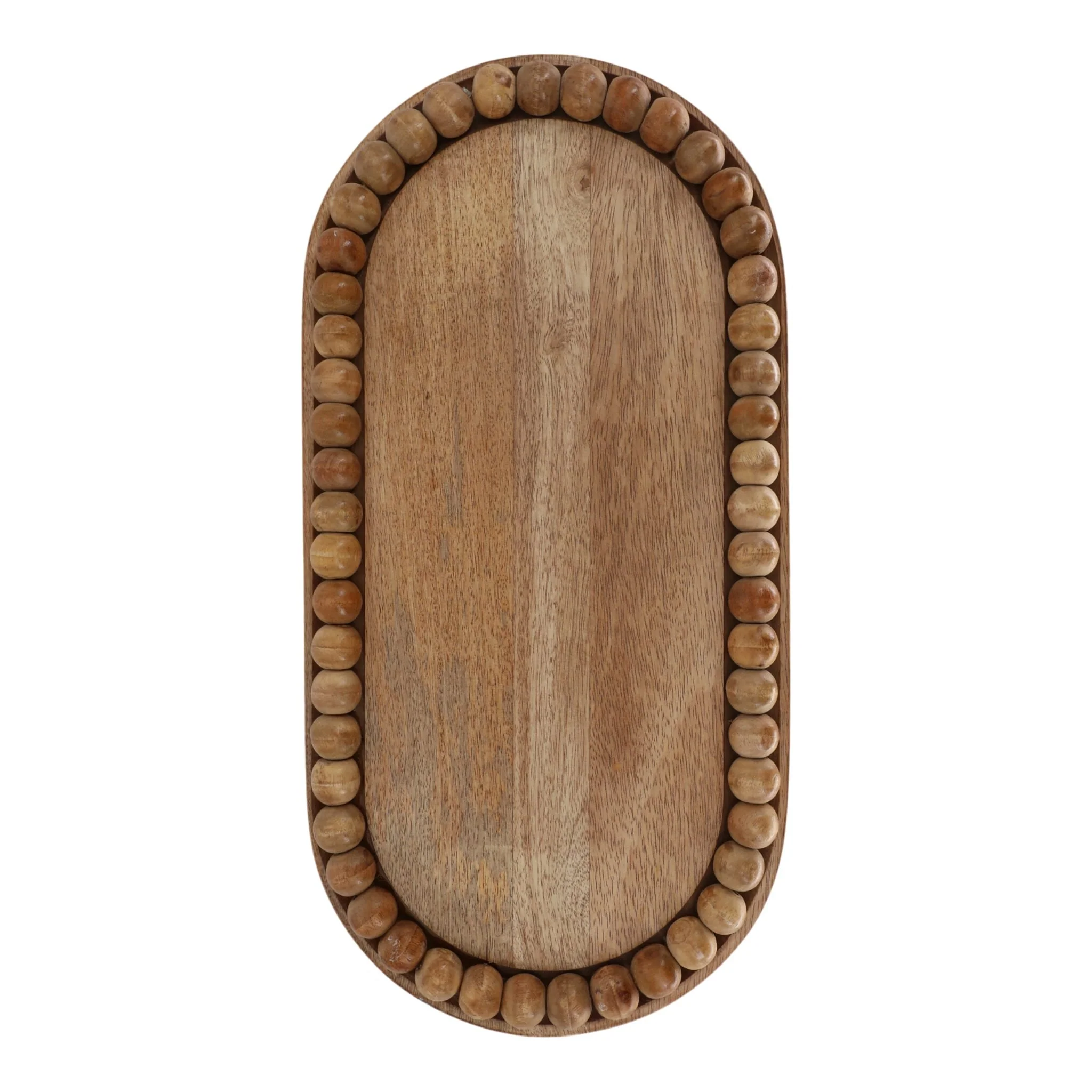 16" Beaded Oval Tray With Ball Feet, Natural - Image 5