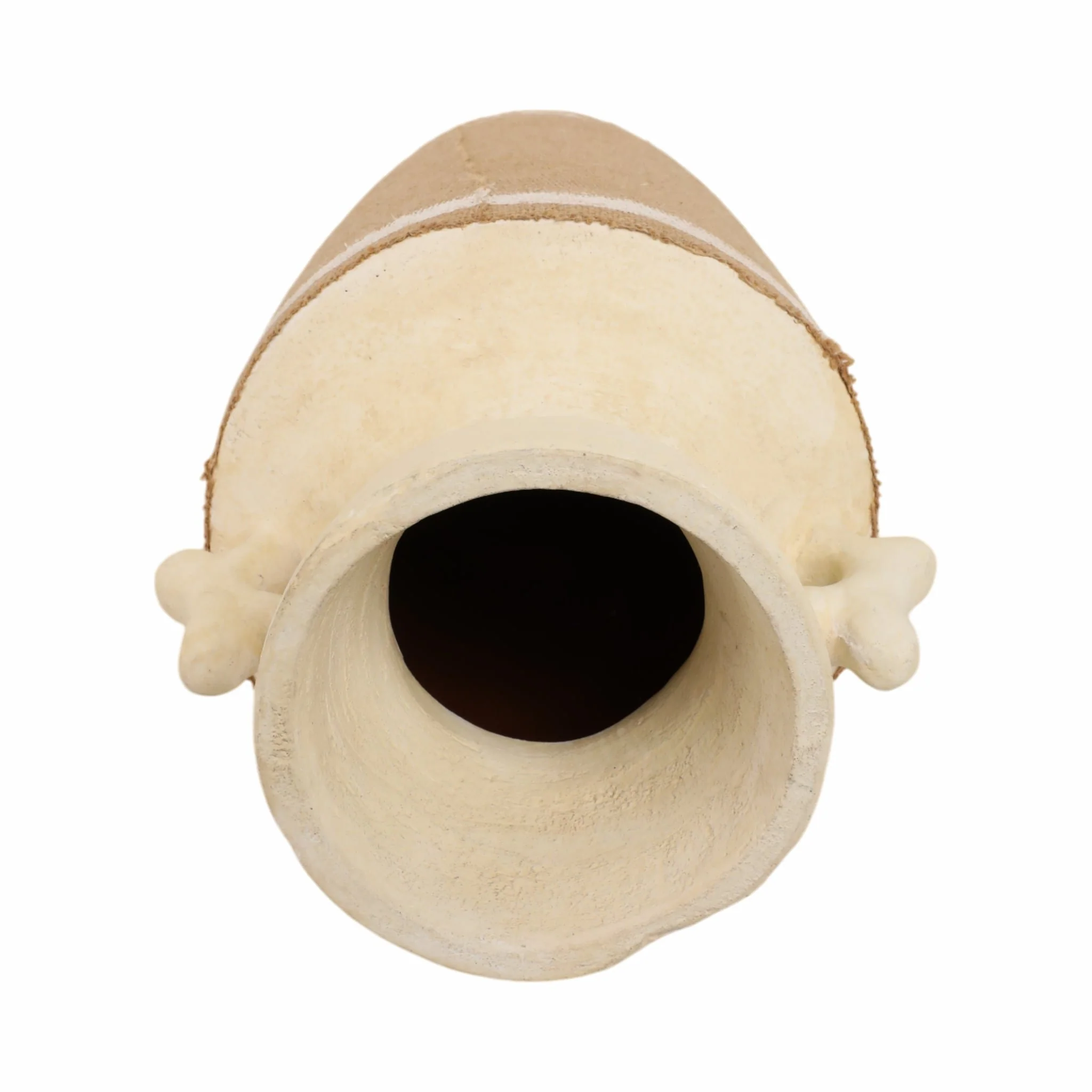 16" Burlap On Terracotta Vase, Ivory/natural - Image 7