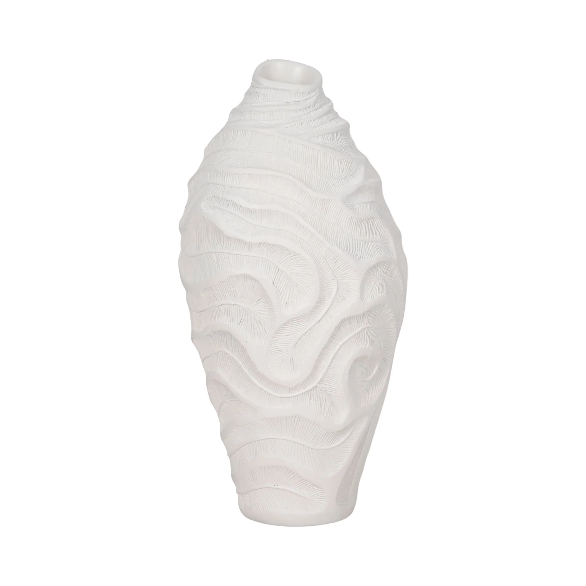 16" Coastal Coral Vase, White - Image 3
