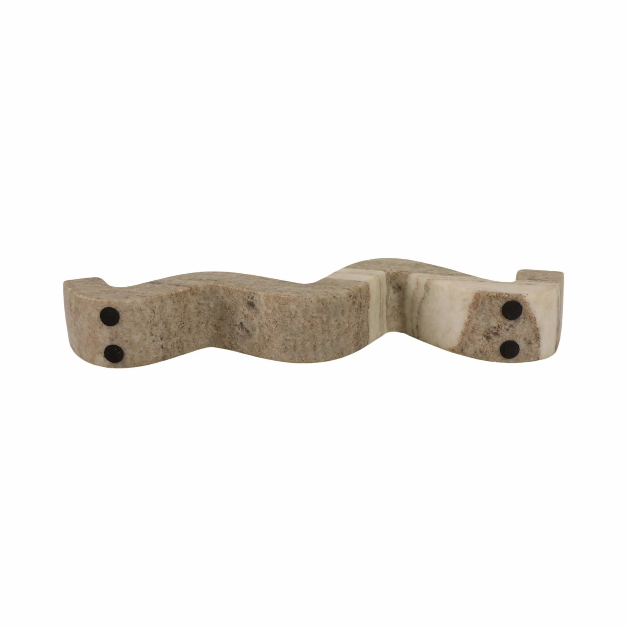 16" Curvy Marble 2-taper Candle Holder, Beige - Image 8