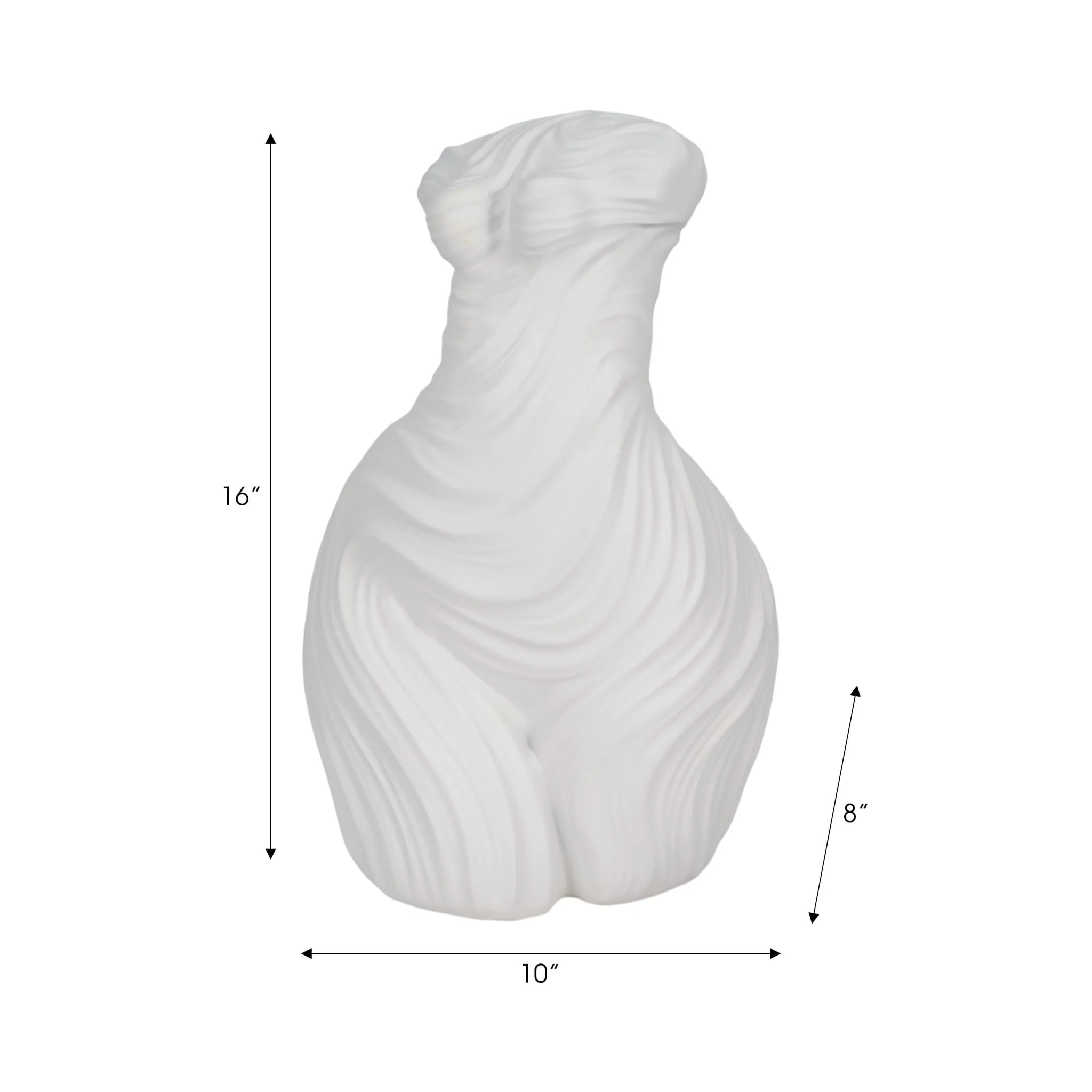 16" Curvy Ribbed Sculpture, White - Image 2