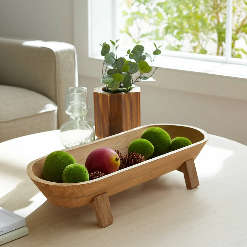 16" Footed Oval Bowl, Nat - Image 13