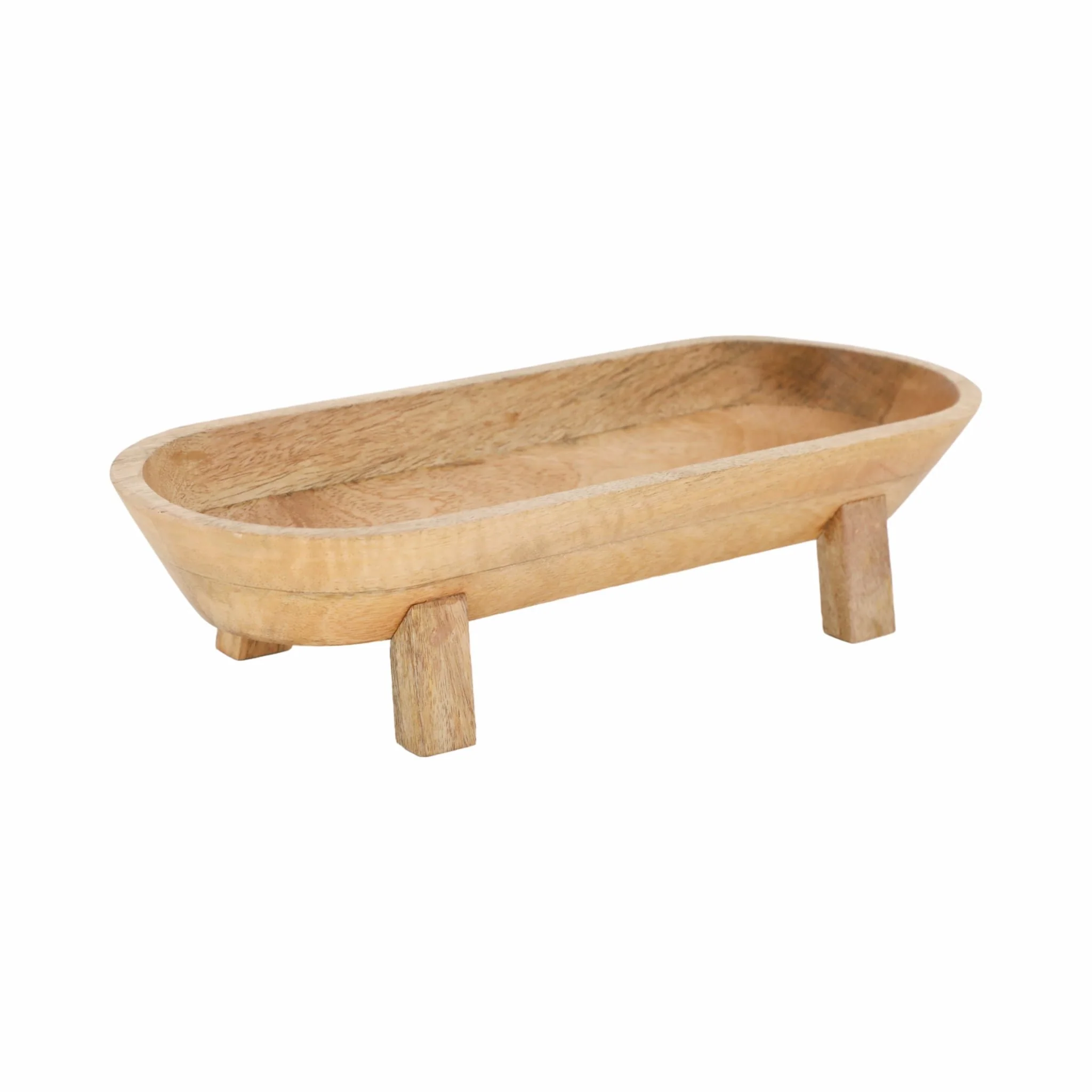 16" Footed Oval Bowl, Nat - Image 2