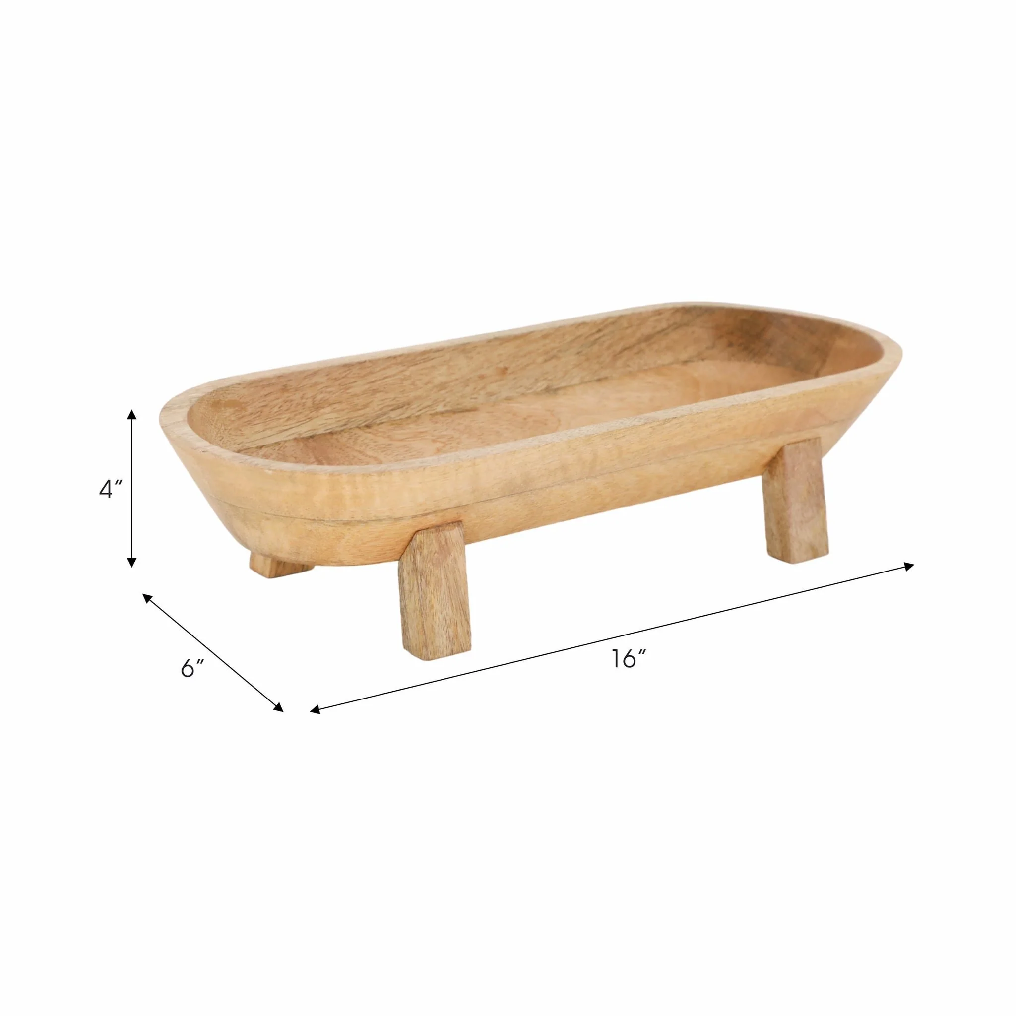 16" Footed Oval Bowl, Nat - Image 9
