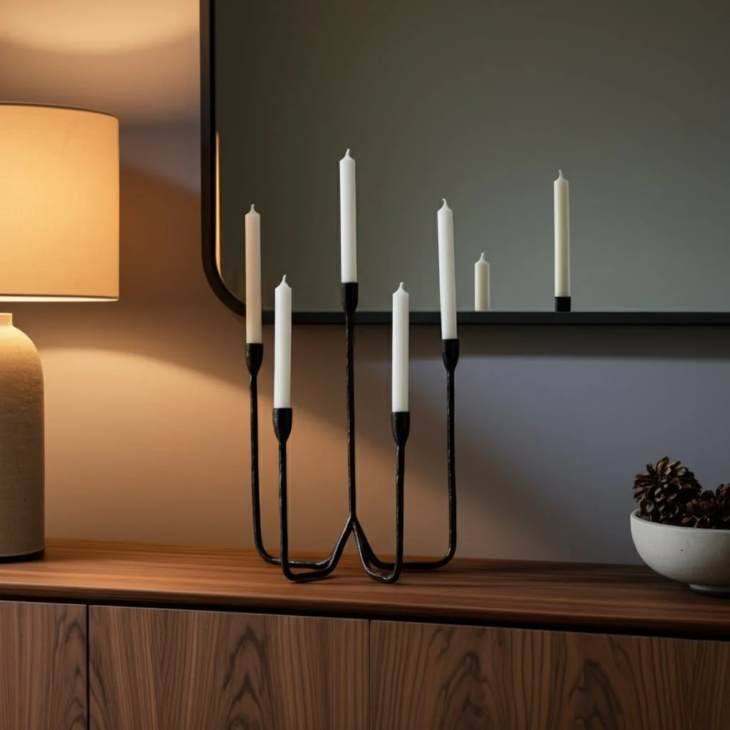 16" Forged 5-taper Candle Holder, Black - Image 10