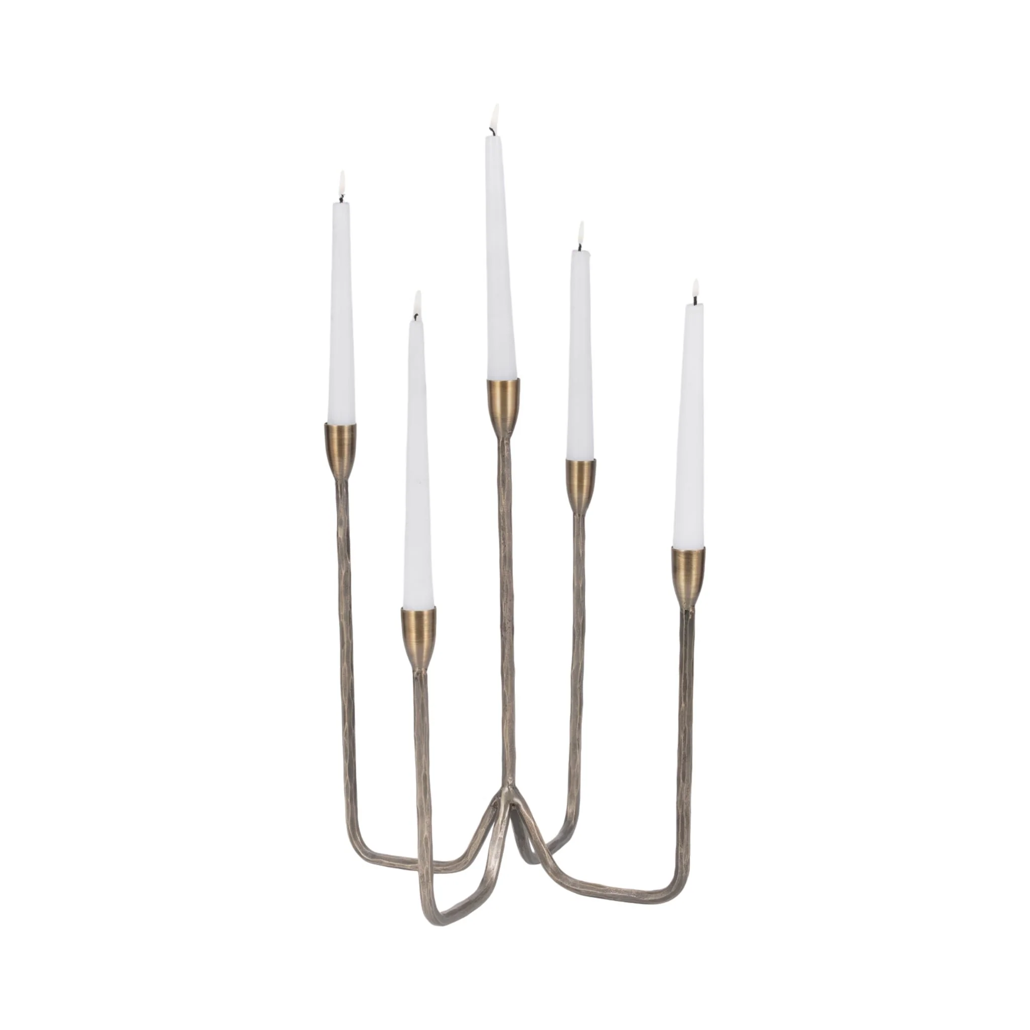 16" Forged 5-taper Candle Holder, Bronze - Image 2