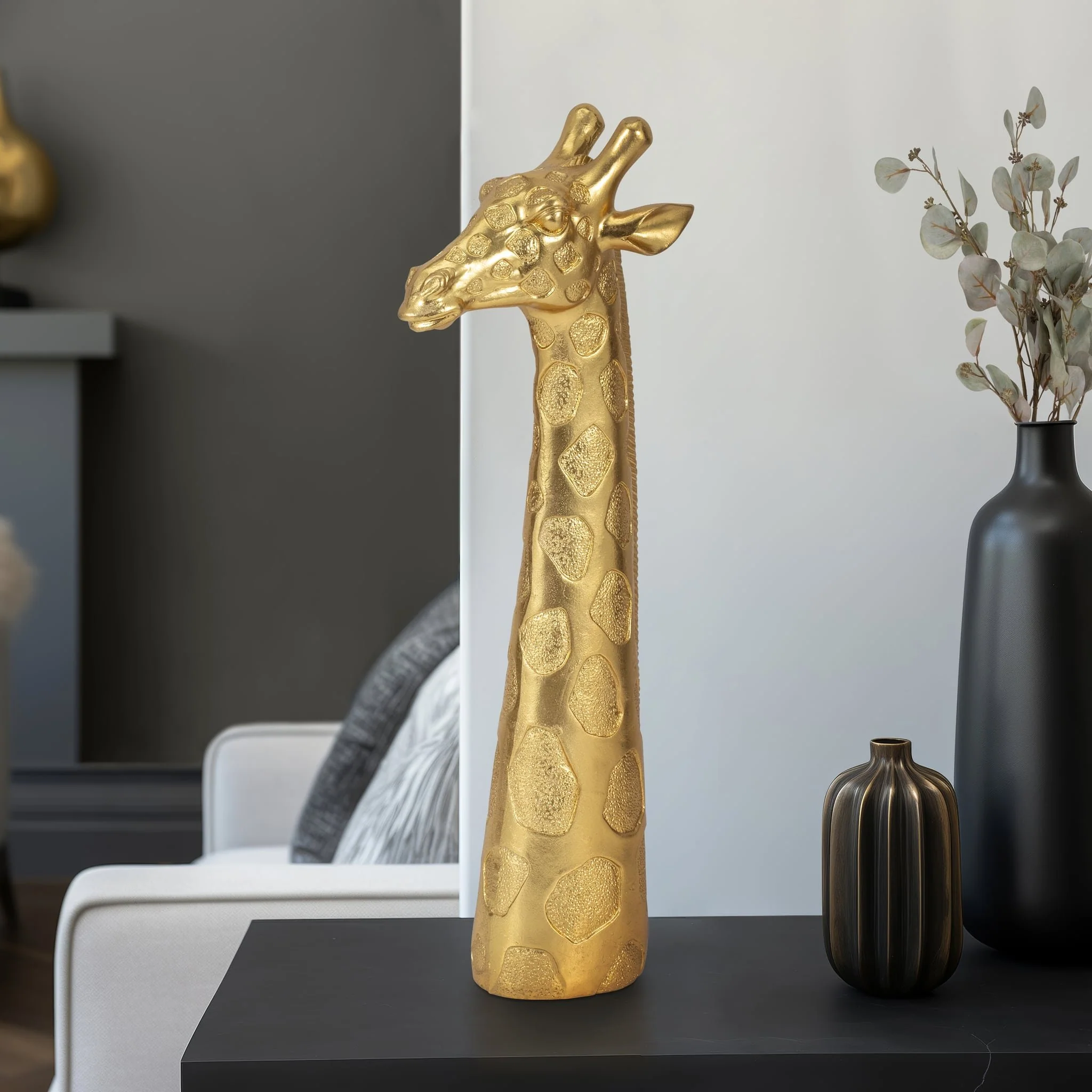 16" Giraffe Head Tabletop Decor, Gold - Image 11