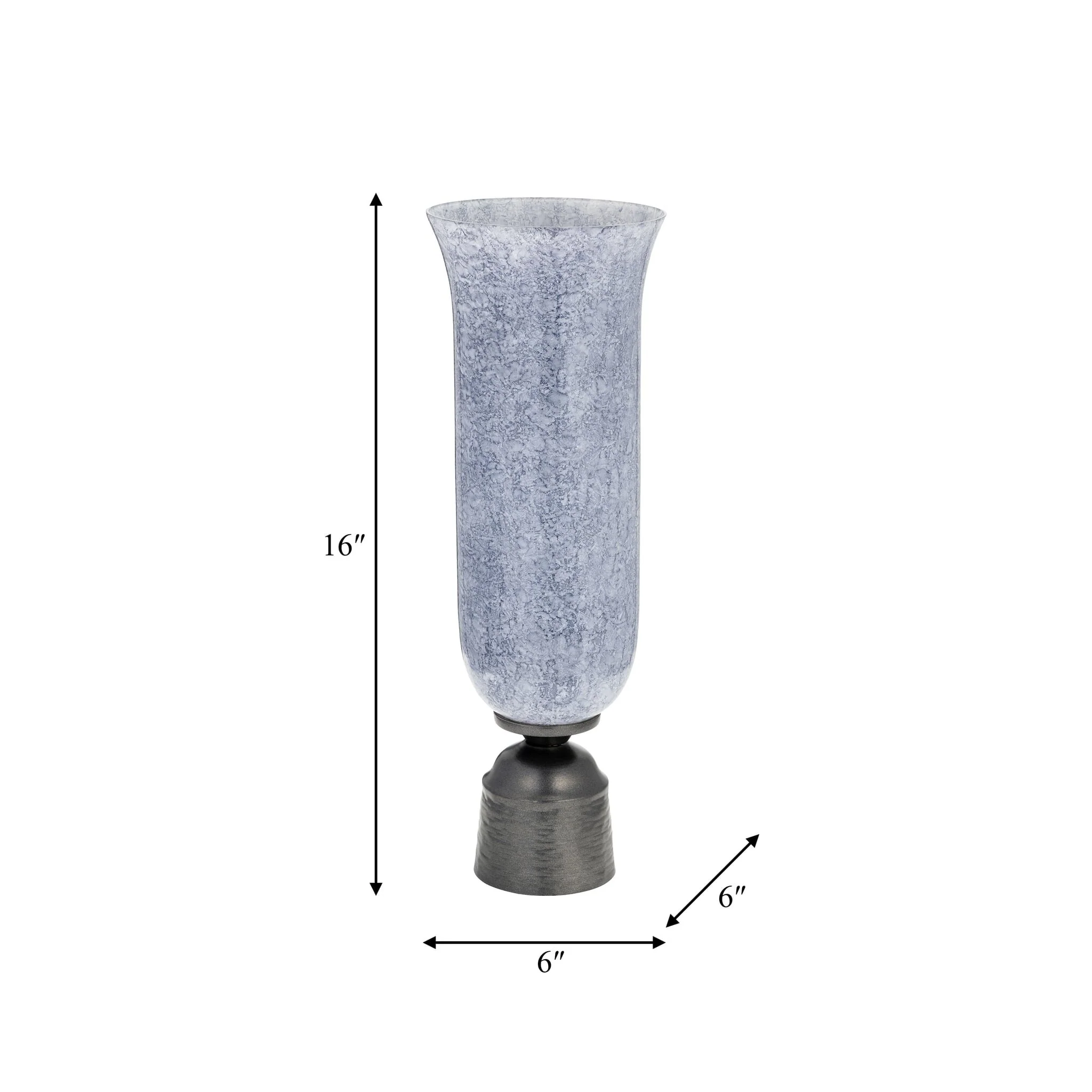 16", Glass Vase W/metal Base, Blue - Image 9