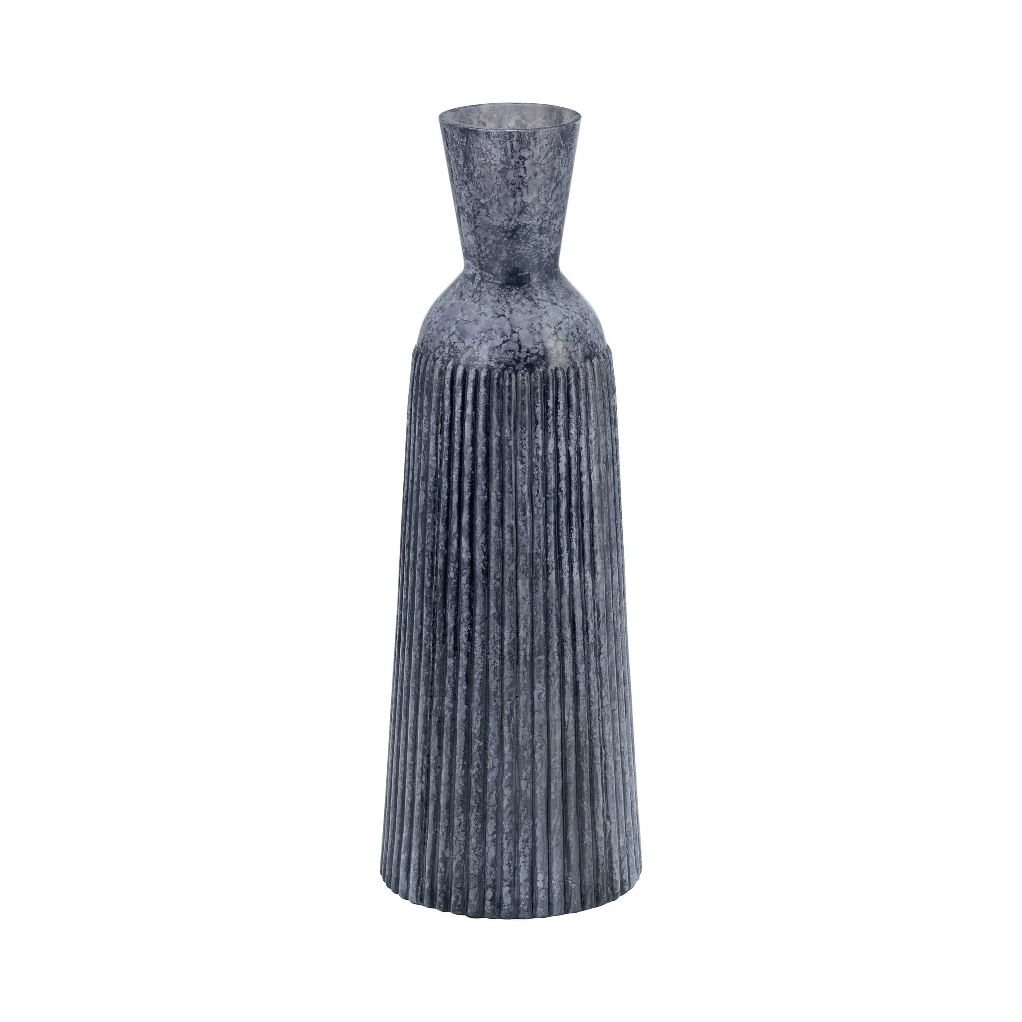 16", Grooved Glass Vase, Blue - Image 2