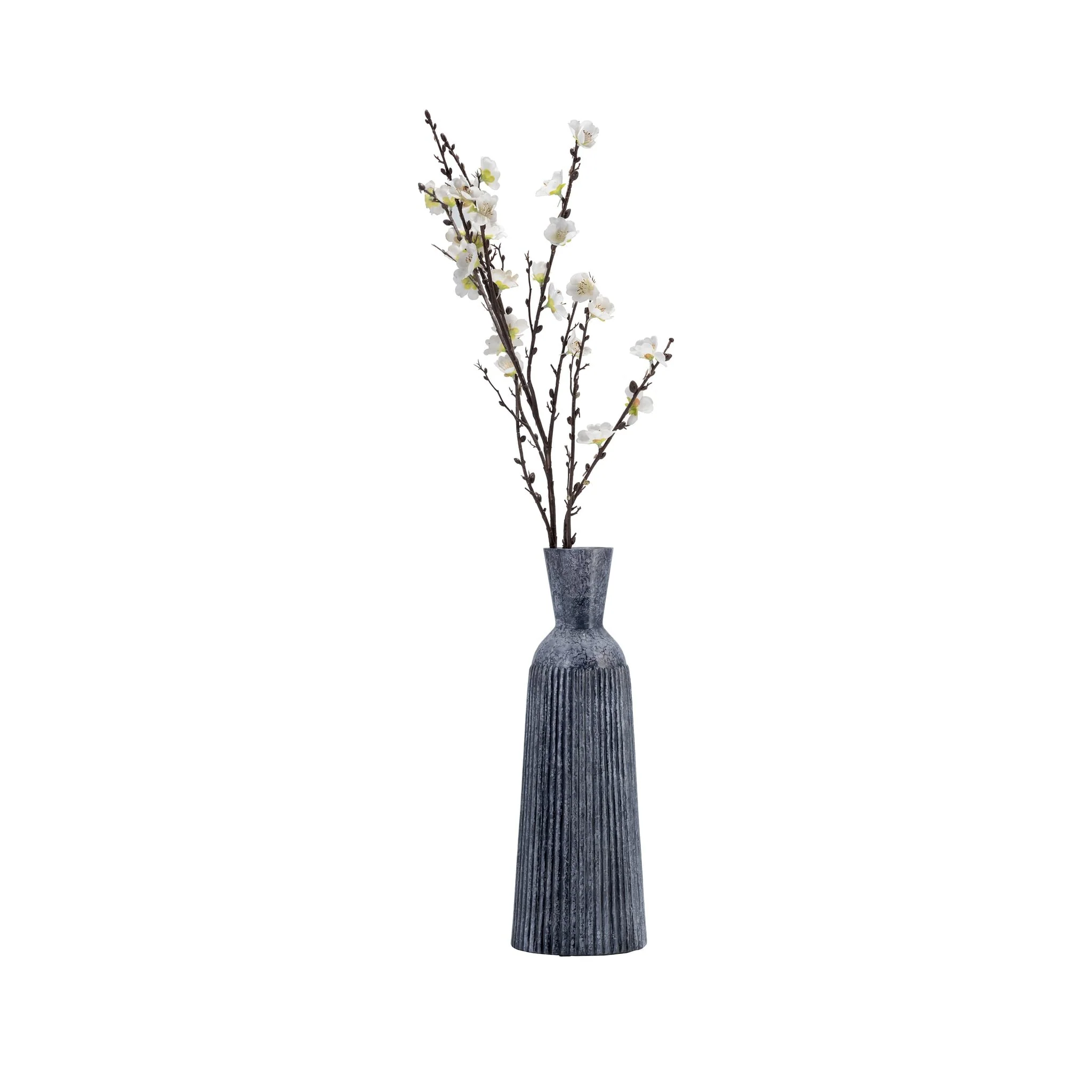 16", Grooved Glass Vase, Blue - Image 3