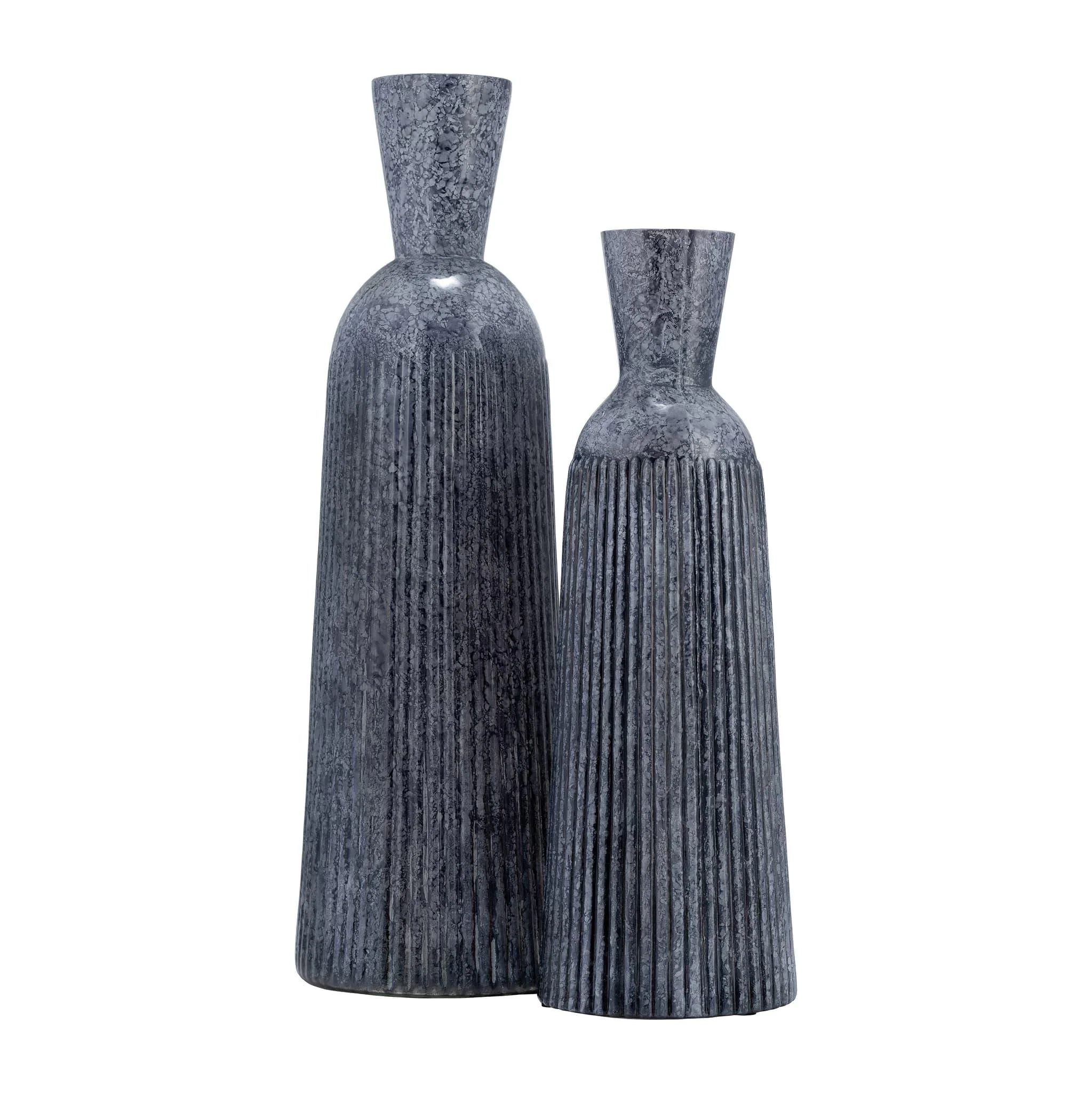 16", Grooved Glass Vase, Blue - Image 6
