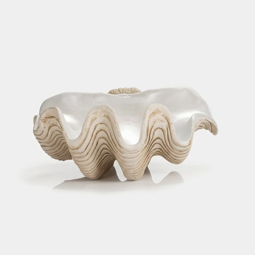 16" Pearlized Clam Shell Bowl, Ivory - Image 11