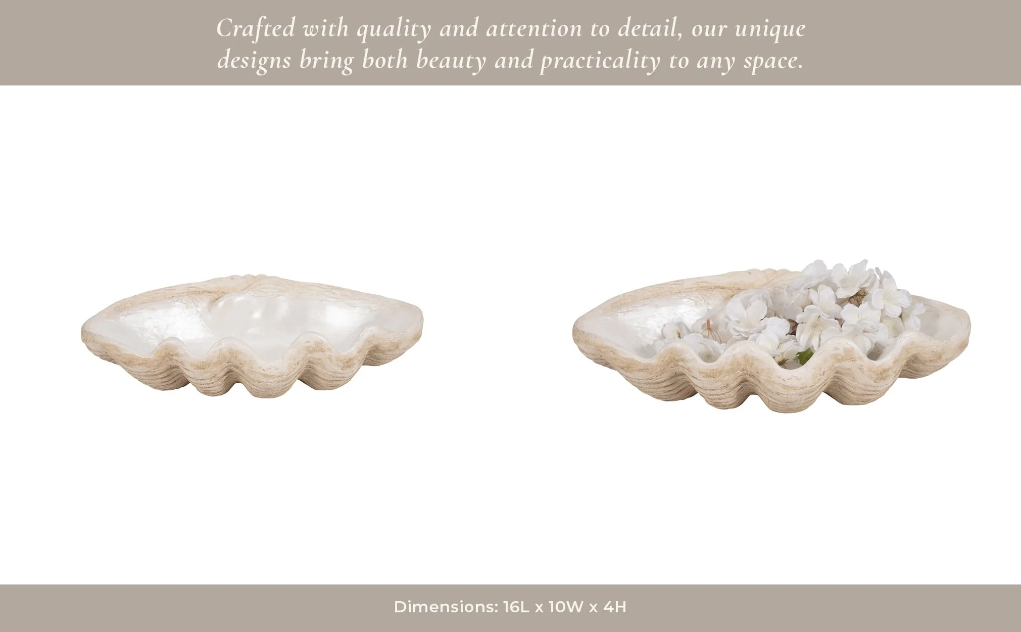 16" Pearlized Shell Bowl, Ivory - Image 15