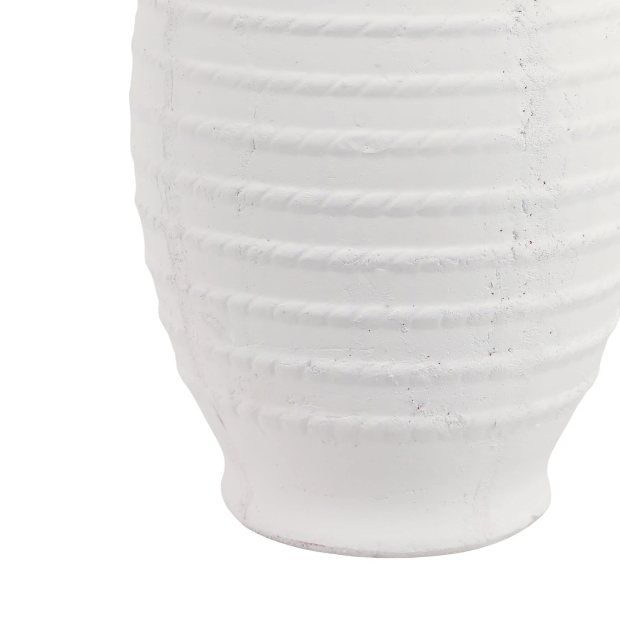 16" Rope Ribbed Vase, White - Image 4