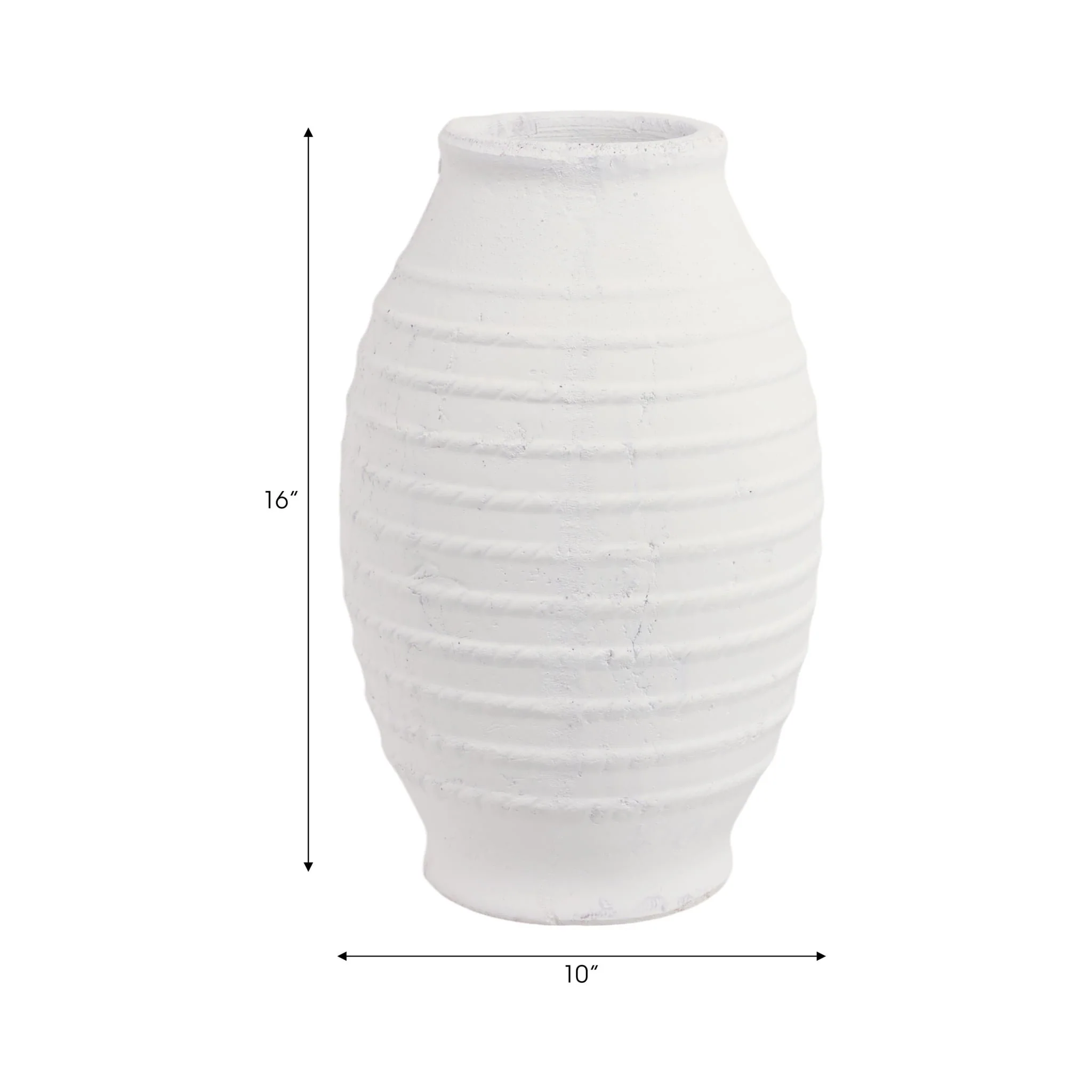 16" Rope Ribbed Vase, White - Image 7