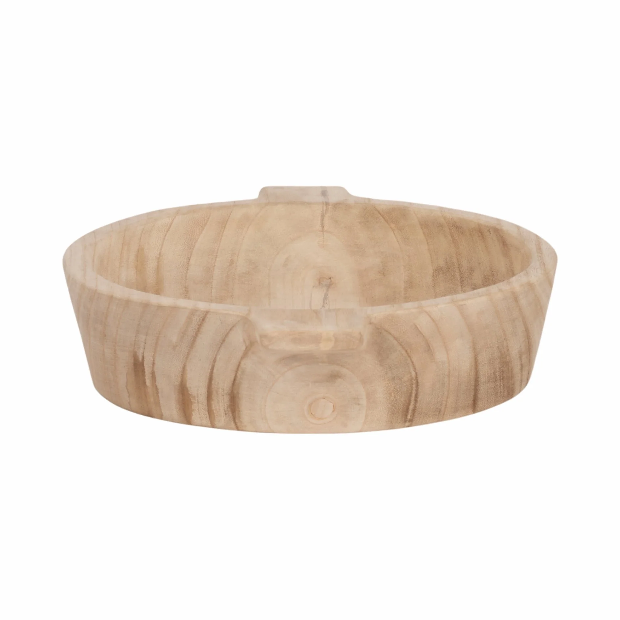 16" Round Wood Bowl With Handles, Natural - Image 4