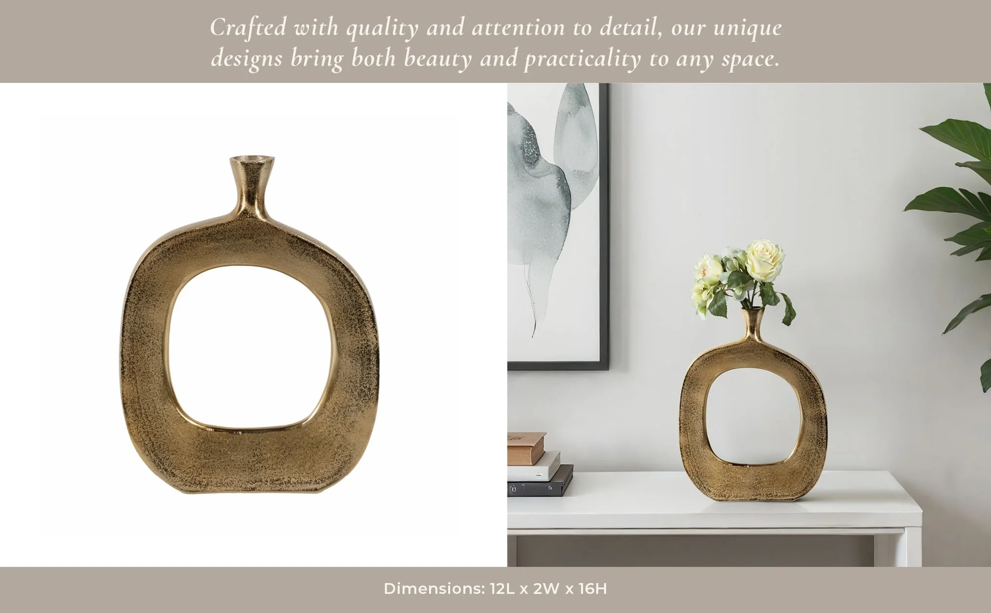 16" Short Open Cut Out Vase, Champagne - Image 12