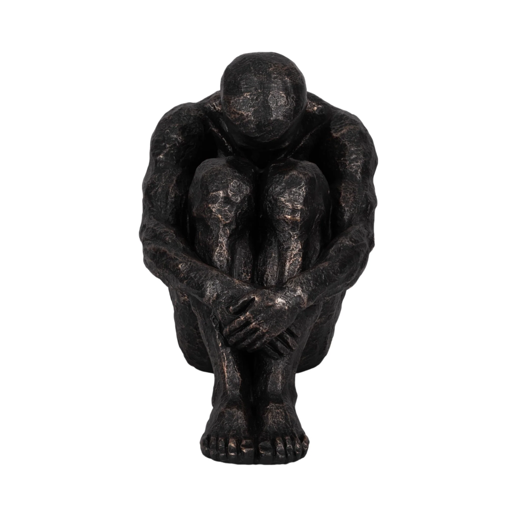 16" Sitting Man, Bronze - Image 3