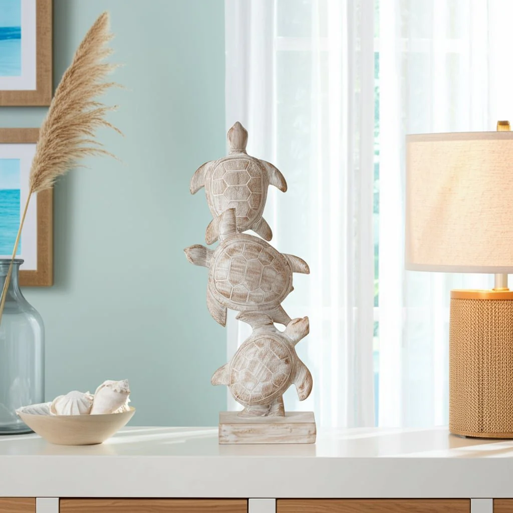 16" Stacked Turtles, White - Image 11