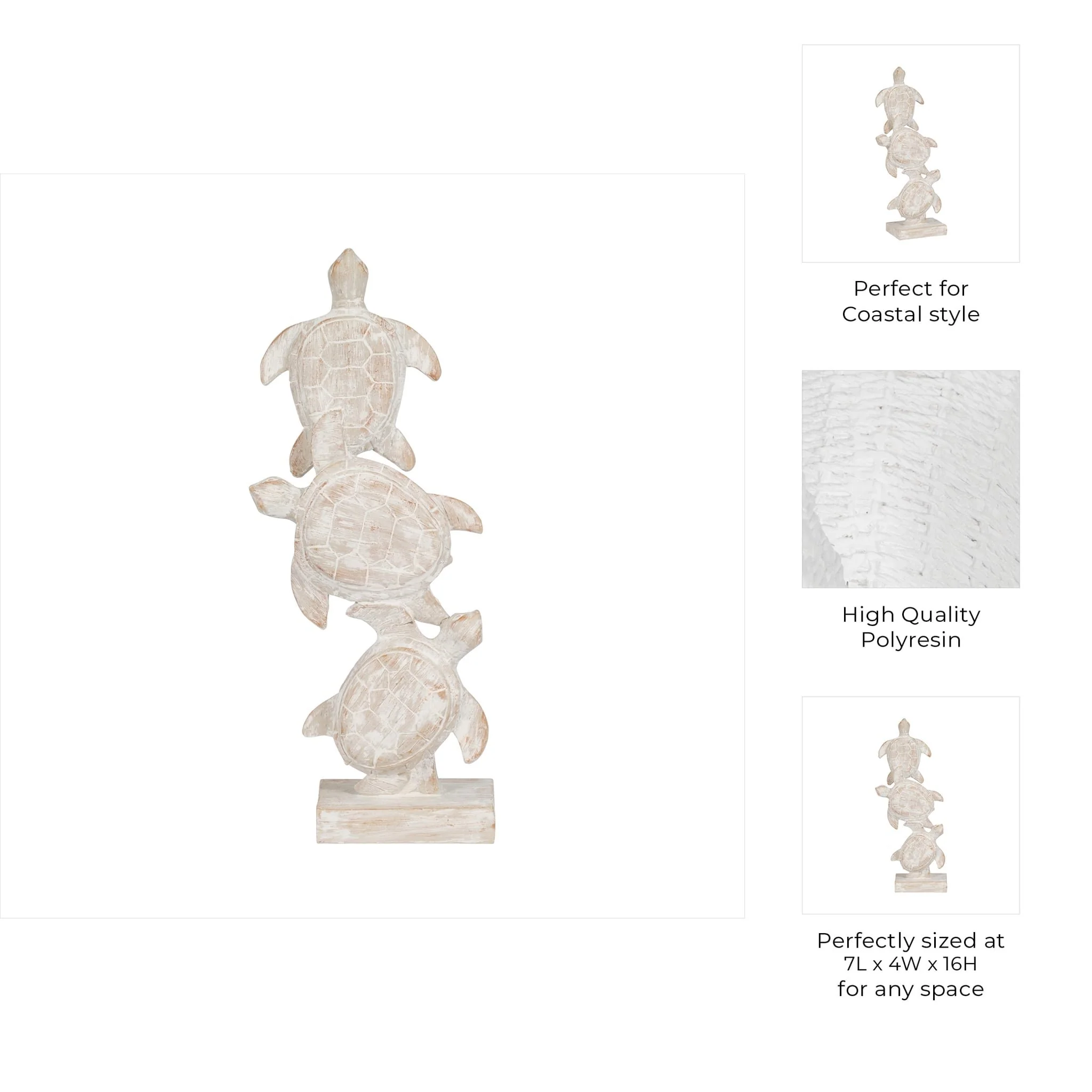 16" Stacked Turtles, White - Image 9