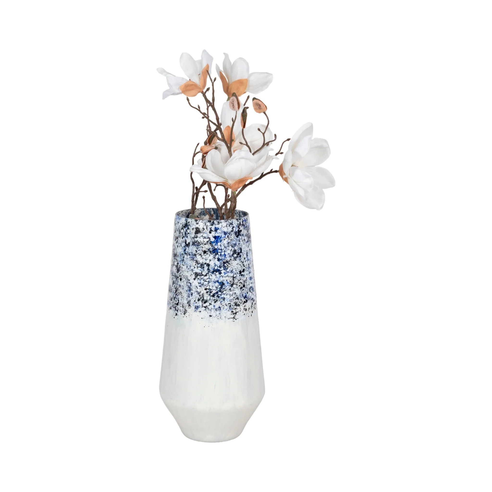 16" Tapered Bottom Vase Arctic Finish, White/blue - Image 2