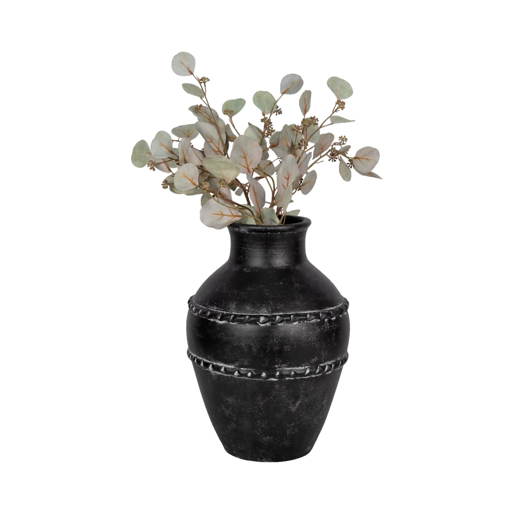 16" Traditional Terracotta Vase, Black - Image 2